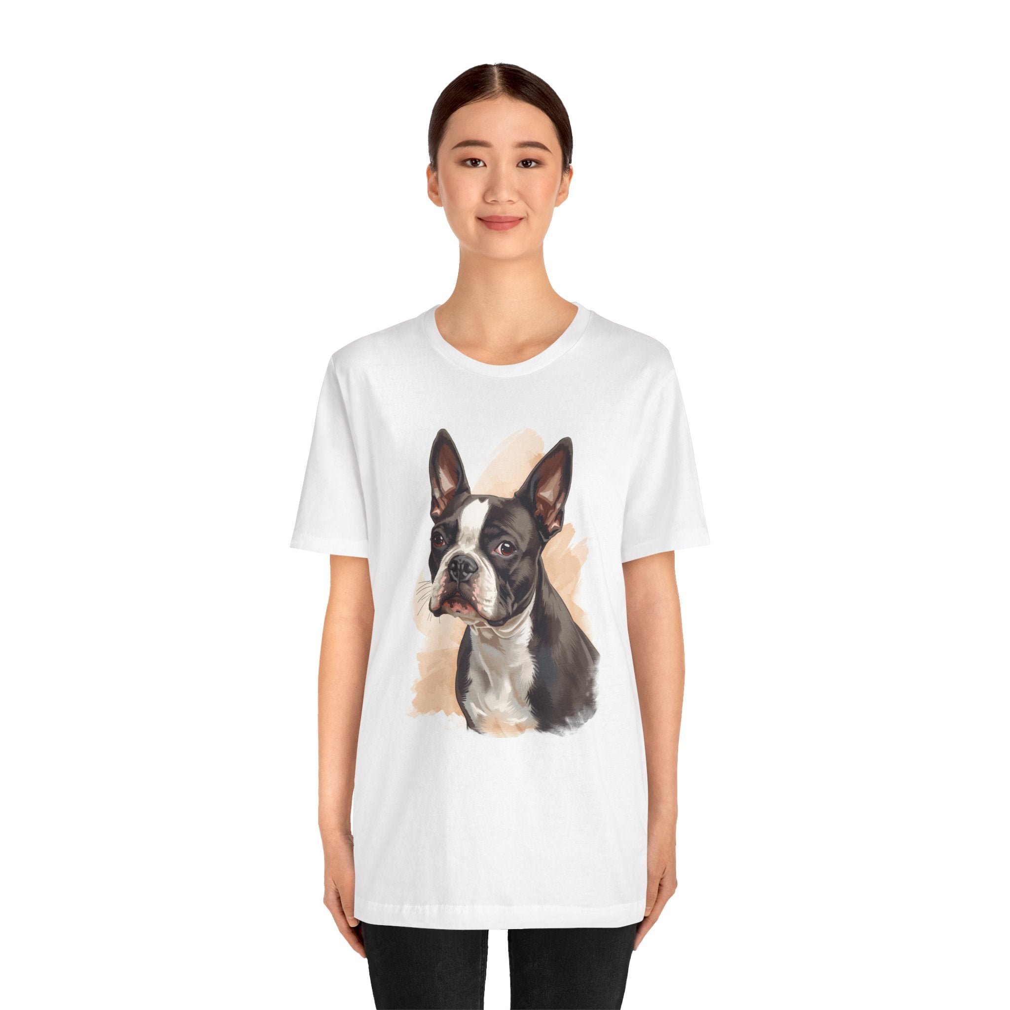 Boston Terrier Portrait T-Shirt — Watercolor Dog Lover Tee