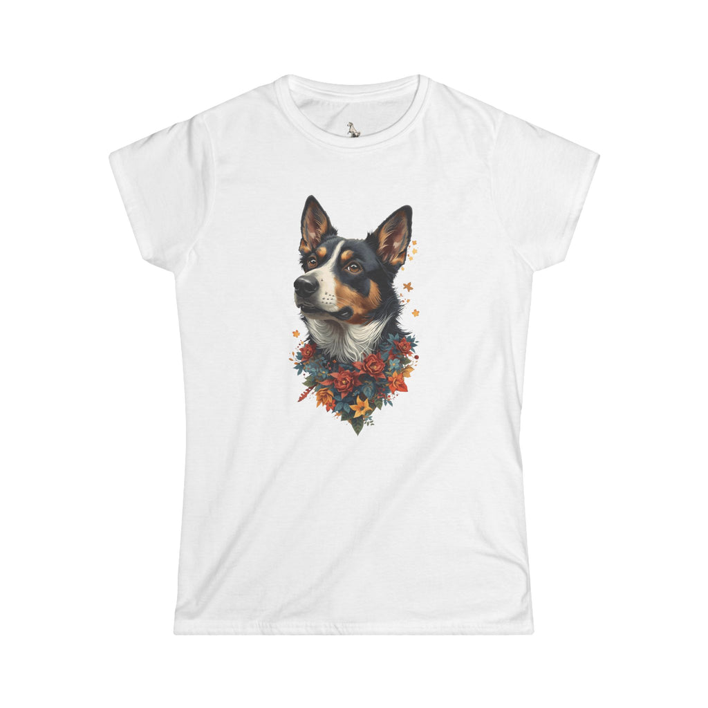 Australian Cattle Dog Floral Portrait Tee — DogLover T-Shirt Womens