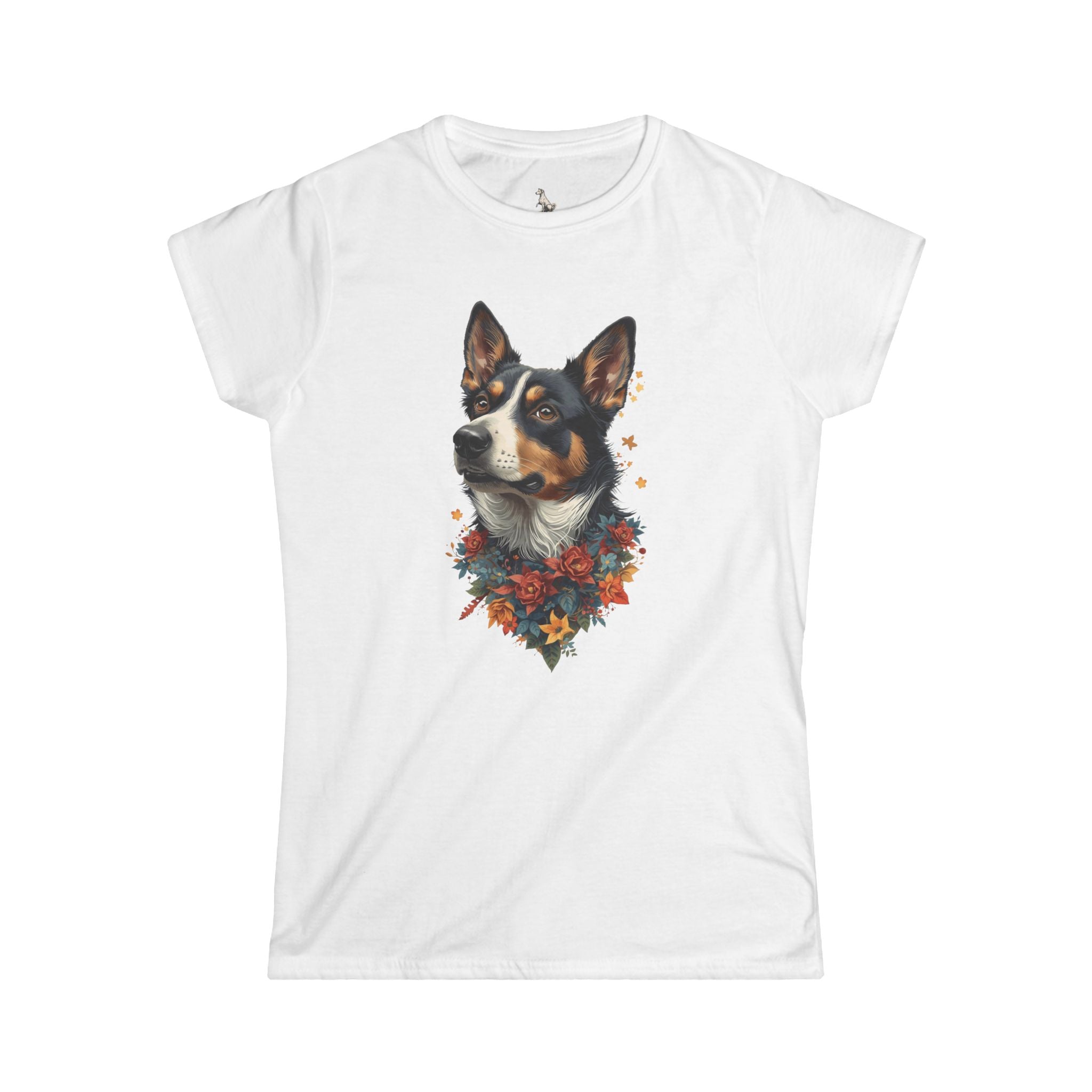Australian Cattle Dog Floral Portrait Tee — DogLover T-Shirt Womens