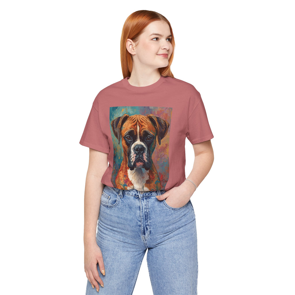 Boxer Dog Portrait T-Shirt — Colorful Painterly Canine Tee