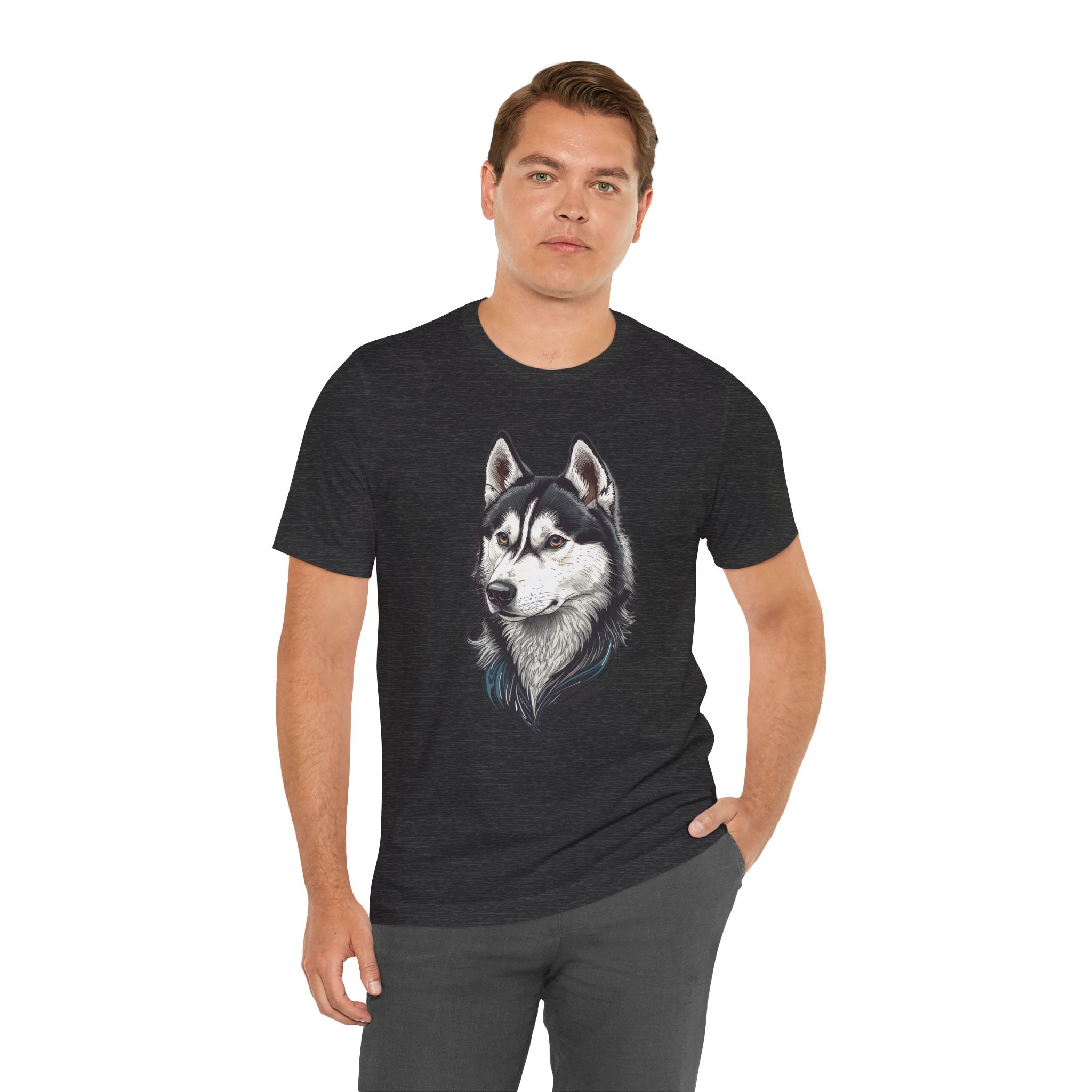 Husky Portrait T-Shirt — Realistic Siberian Husky Dog Tee