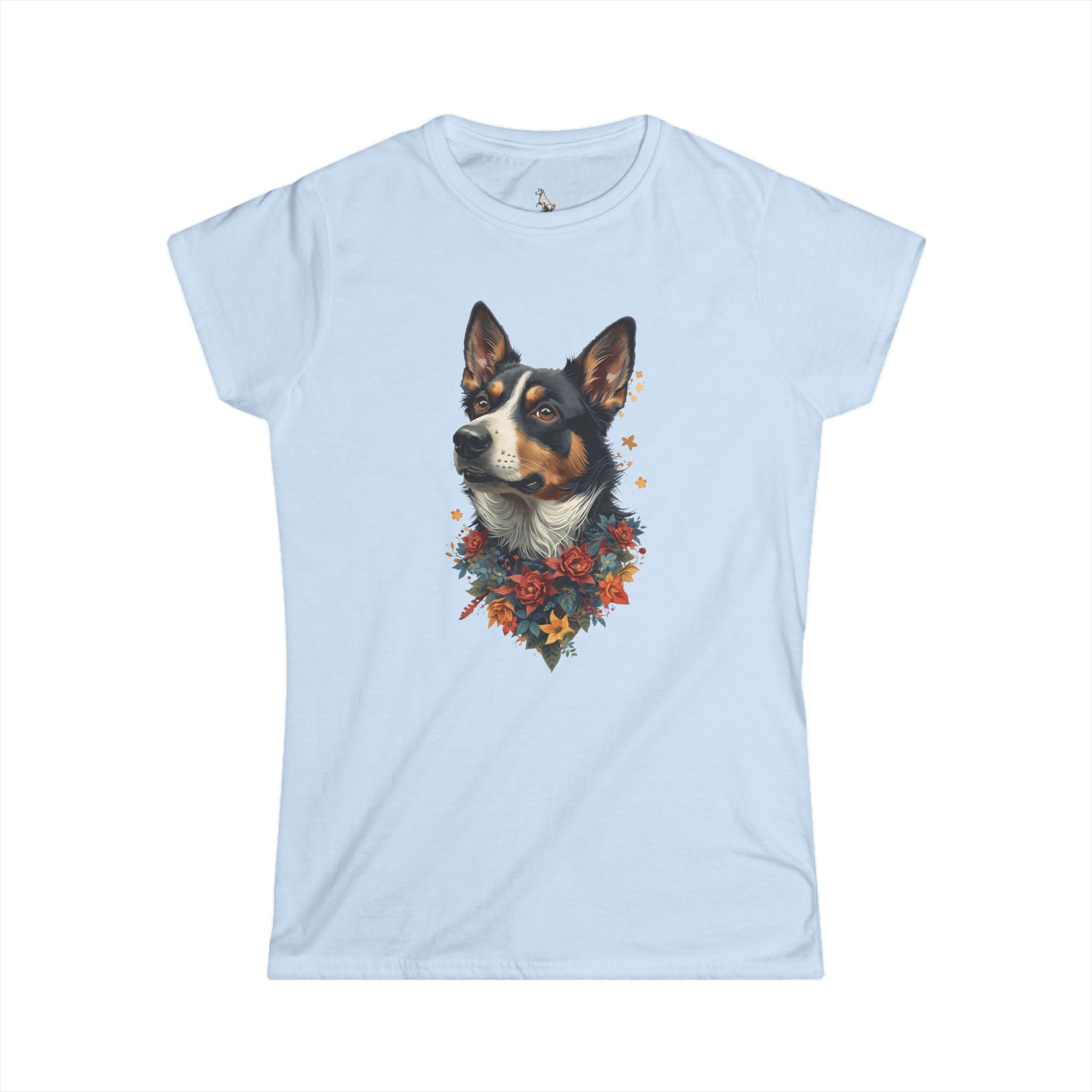 Australian Cattle Dog Floral Portrait Tee — DogLover T-Shirt Womens
