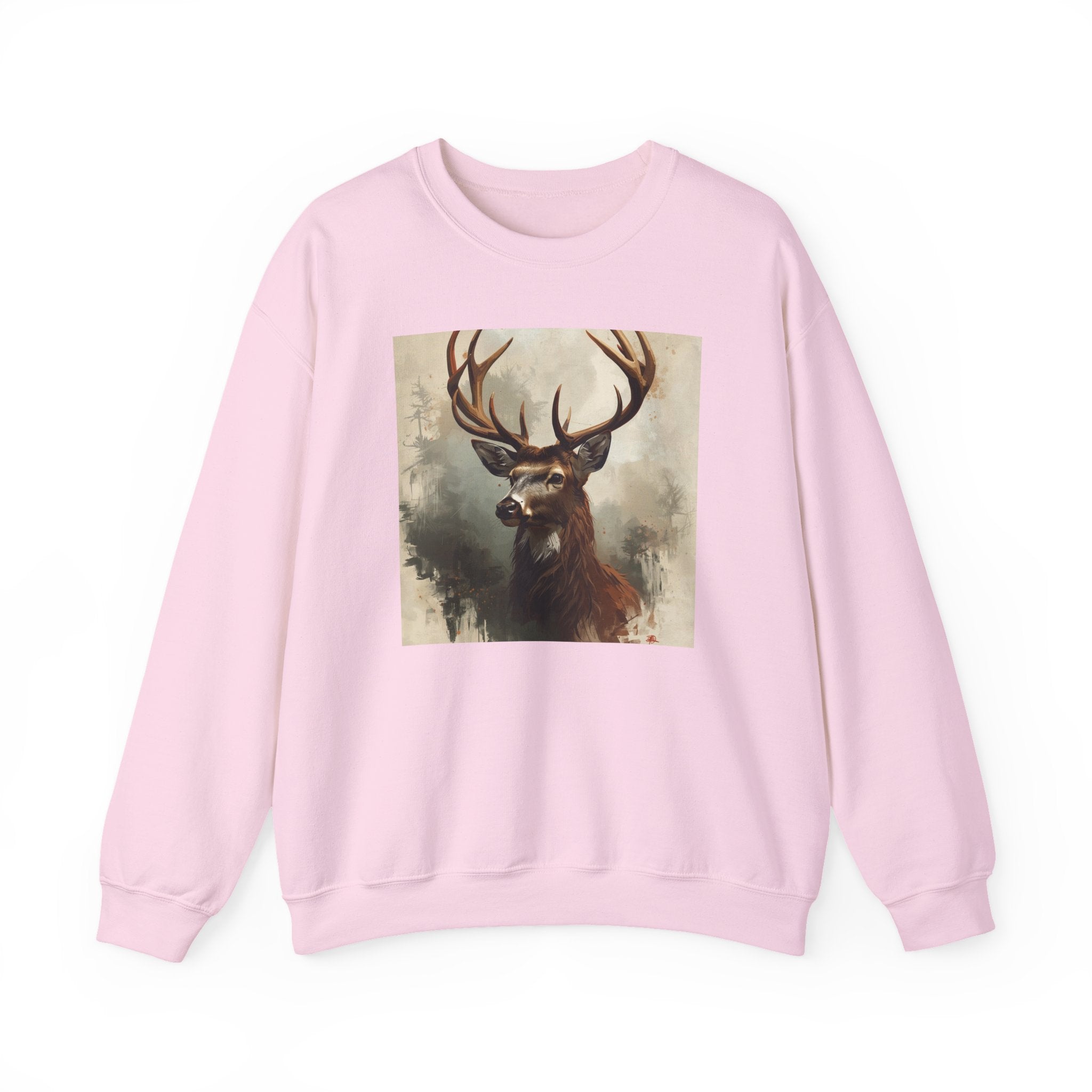 Stag Portrait Crewneck Sweatshirt — Majestic Deer Watercolor