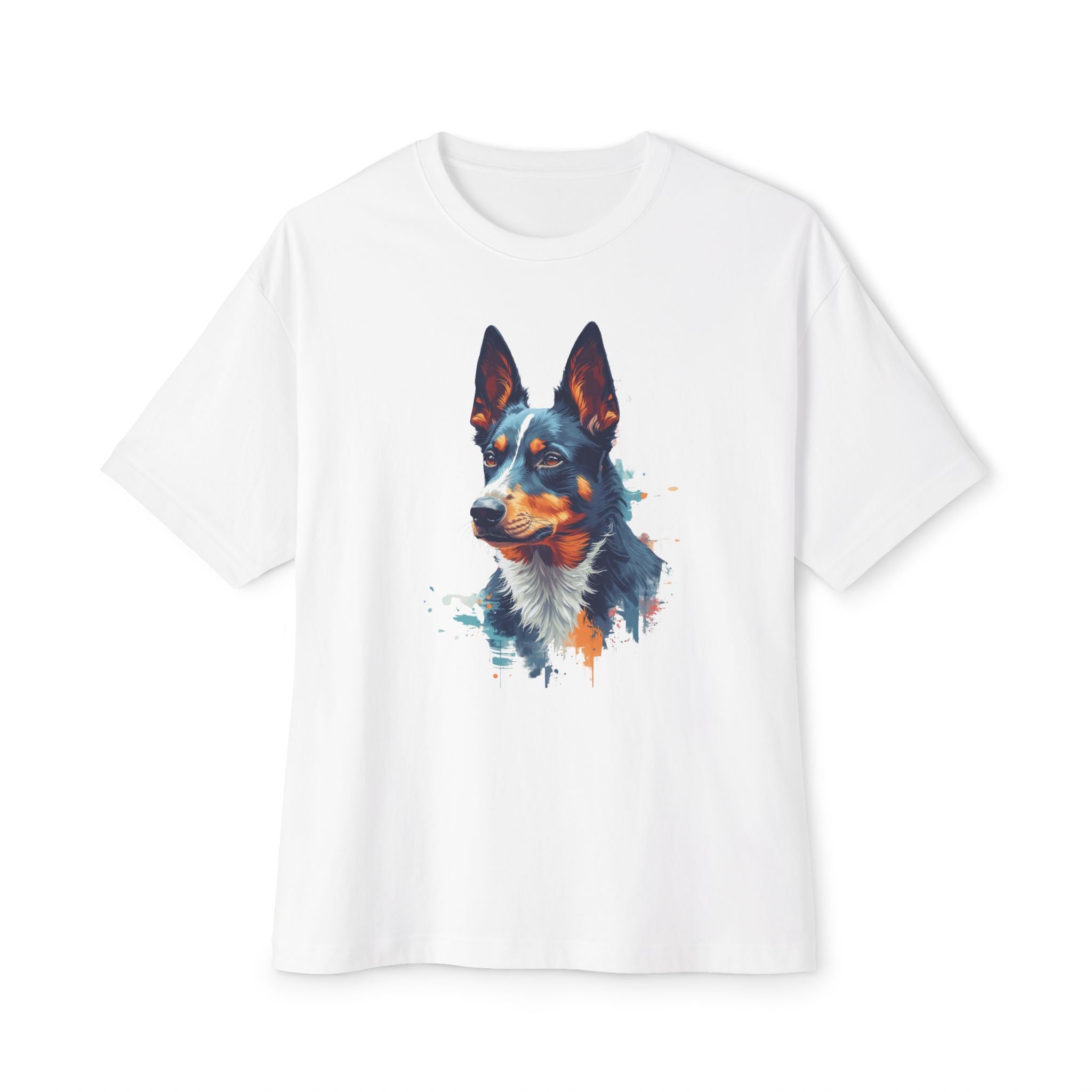 Australian Kelpie Watercolor Tee — Dog Lover Oversized Boxy Shirt
