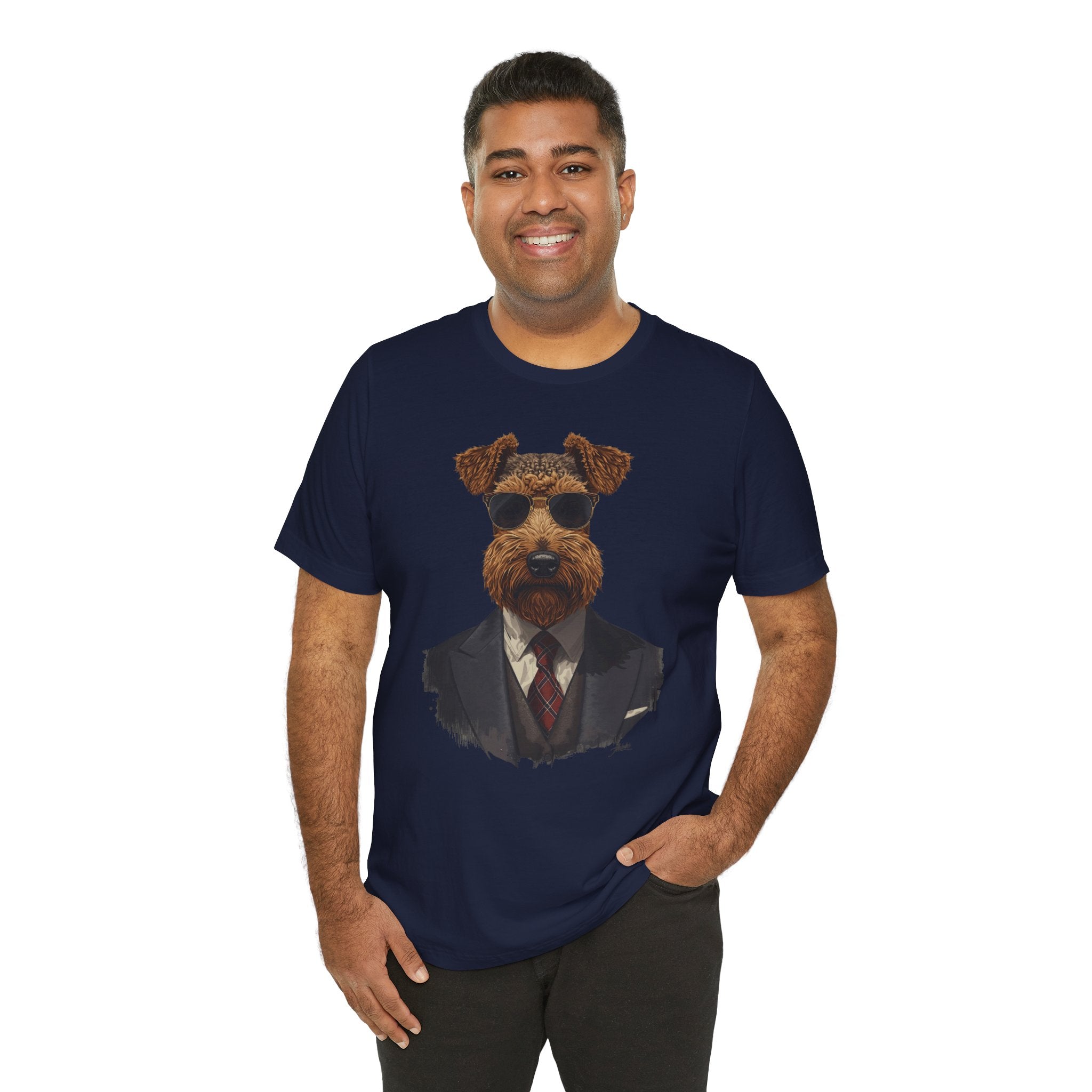 Airedale Gentleman T‑Shirt — Dog in Suit Graphic Tee