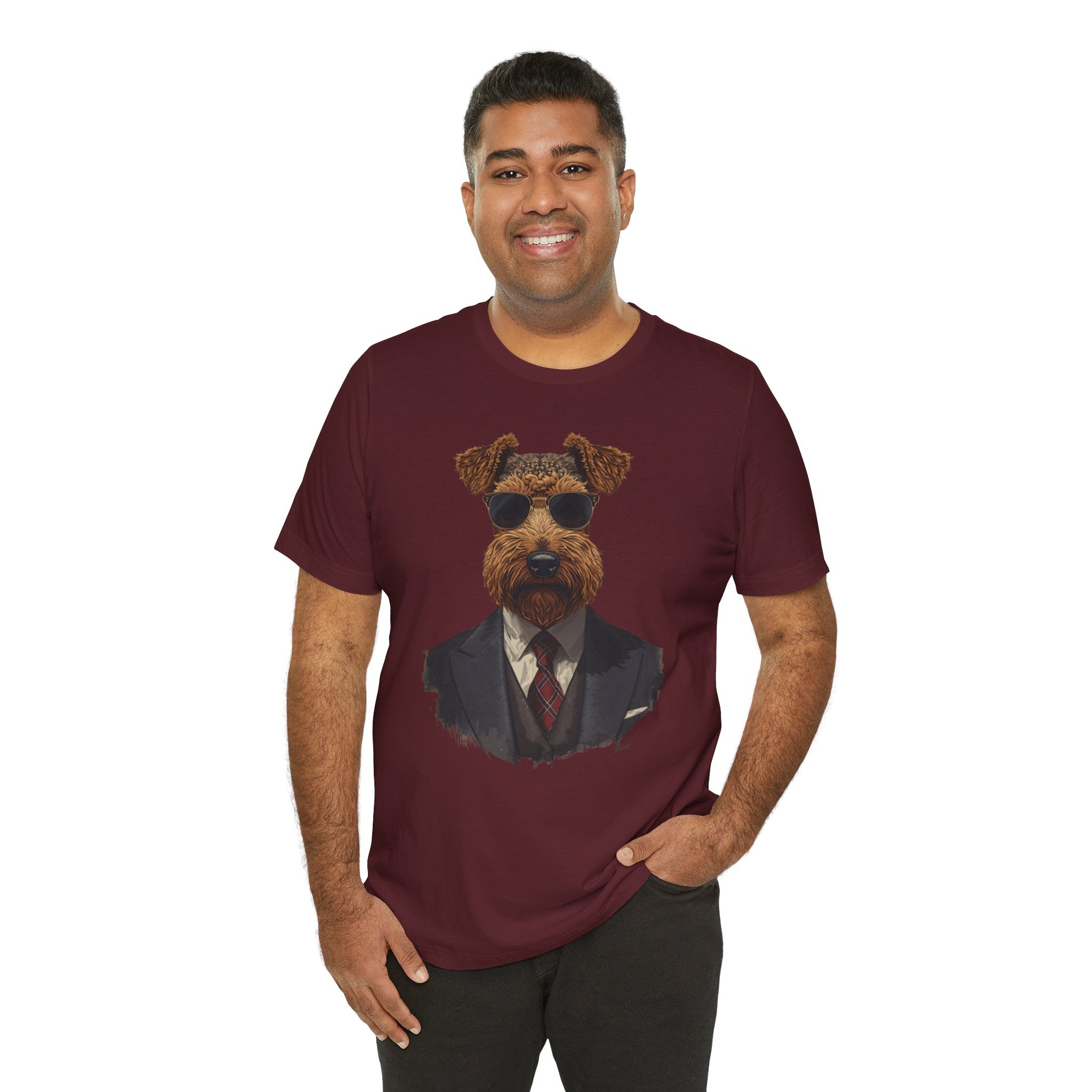 Airedale Gentleman T‑Shirt — Dog in Suit Graphic Tee
