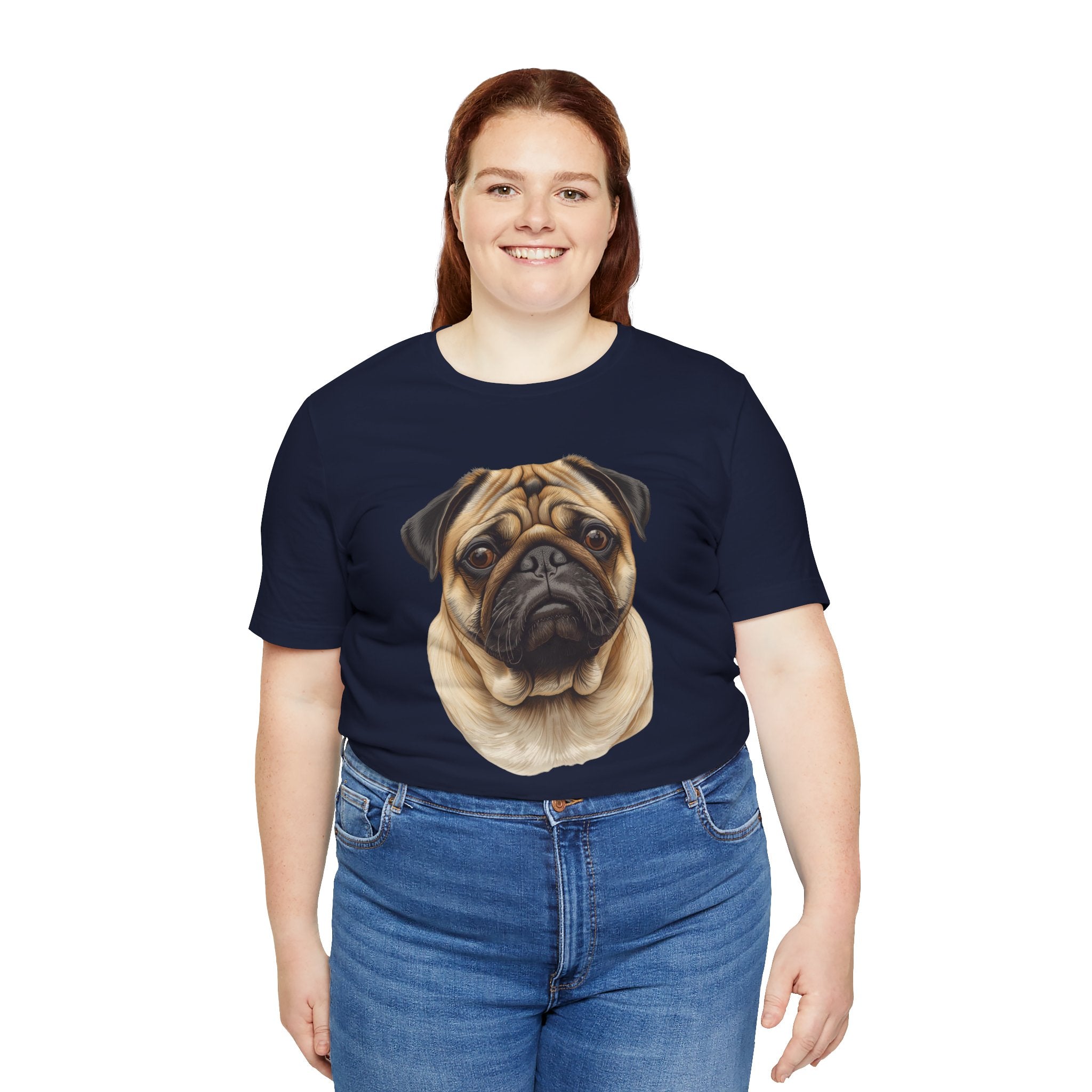 Pug Portrait T-Shirt - Realistic Dog Face Tee for Pug Lovers