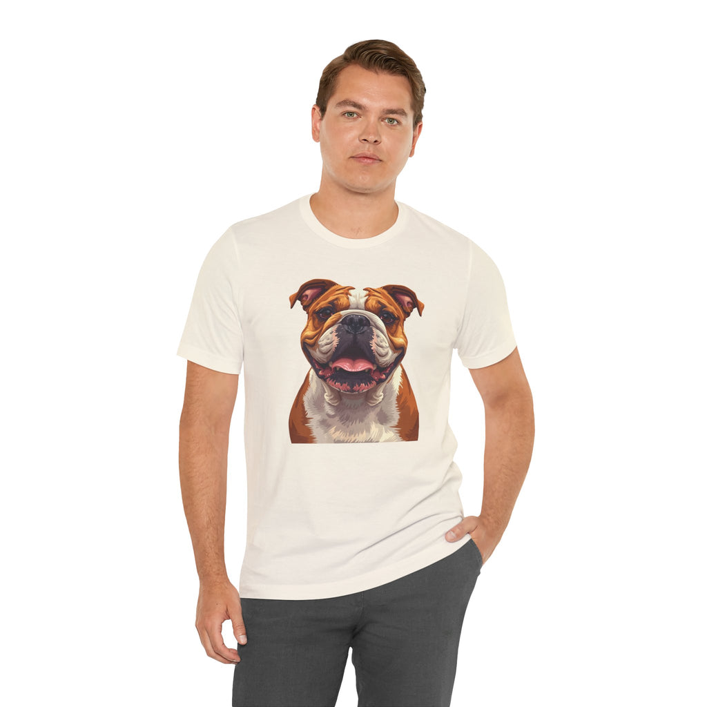 Bulldog Portrait T-Shirt — Smiling English Bulldog Graphic Tee