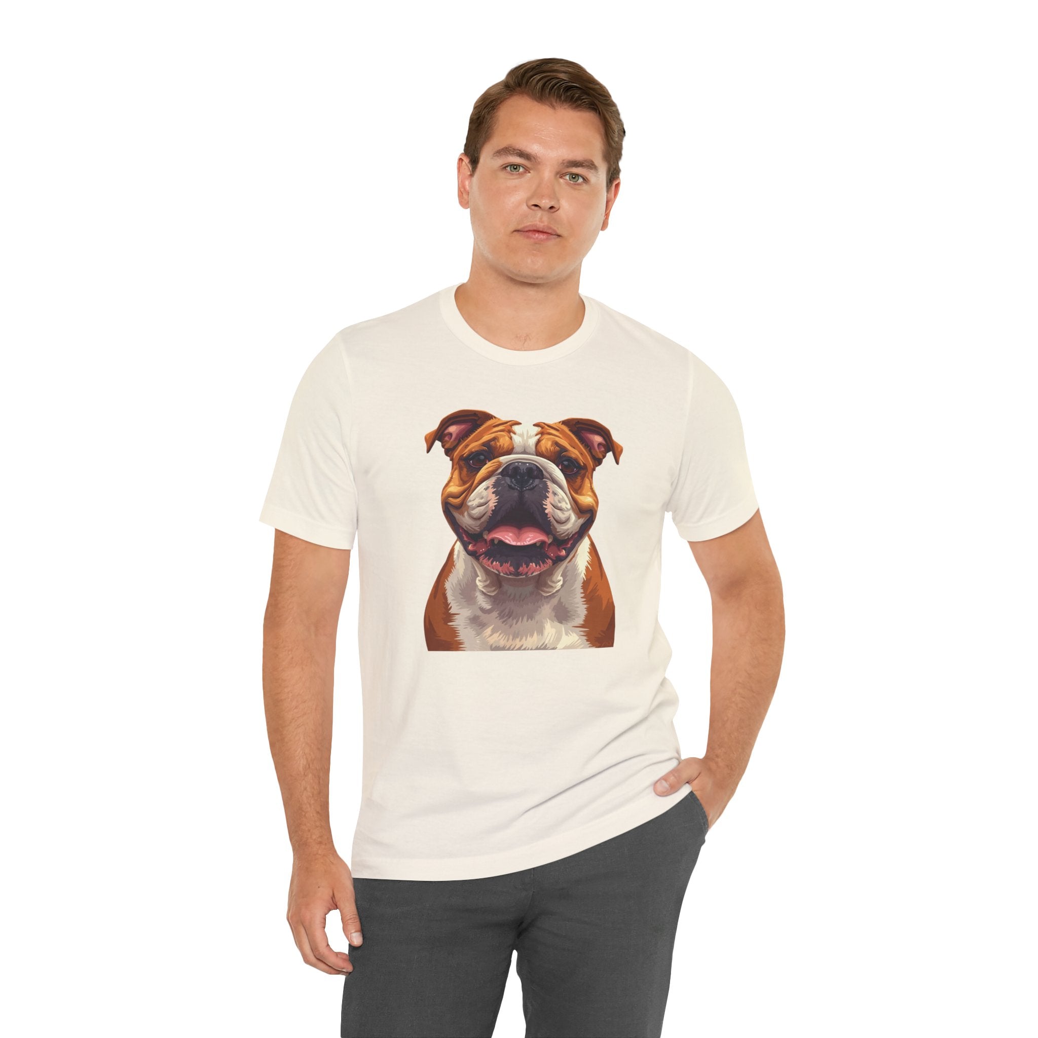 Bulldog Portrait T-Shirt — Smiling English Bulldog Graphic Tee