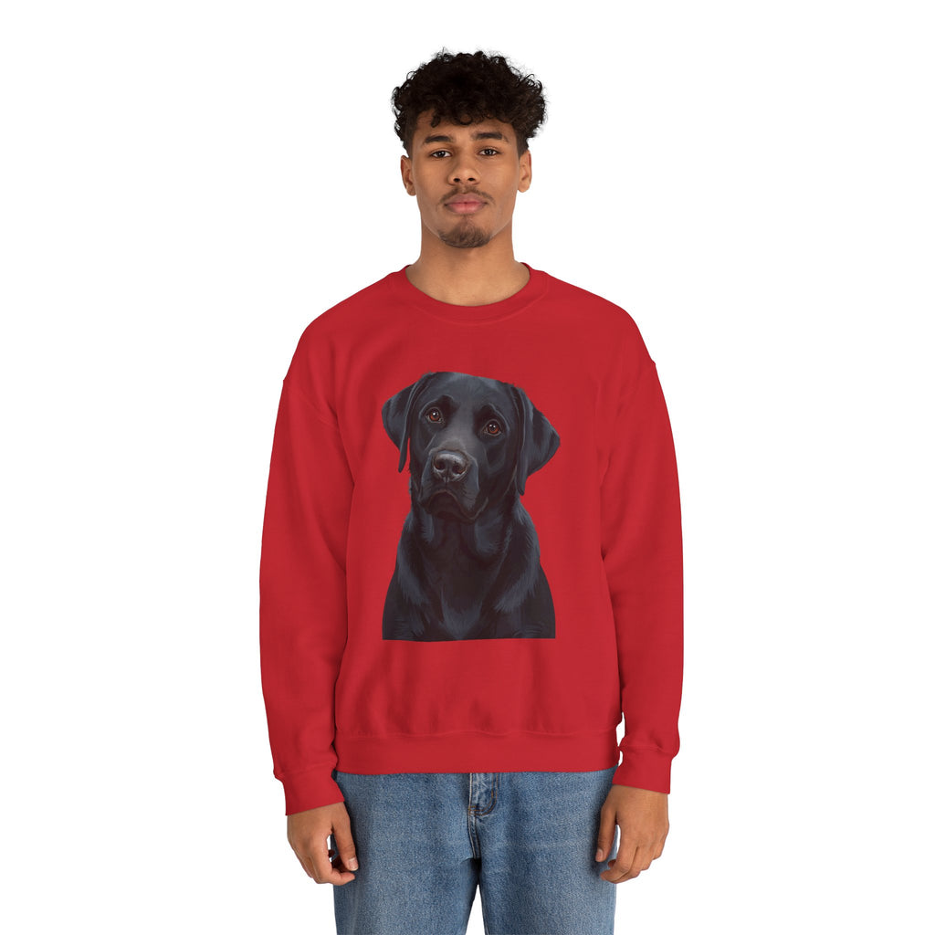 Black Labrador Portrait Crewneck Sweatshirt — Realistic Dog Print for Dog Lovers