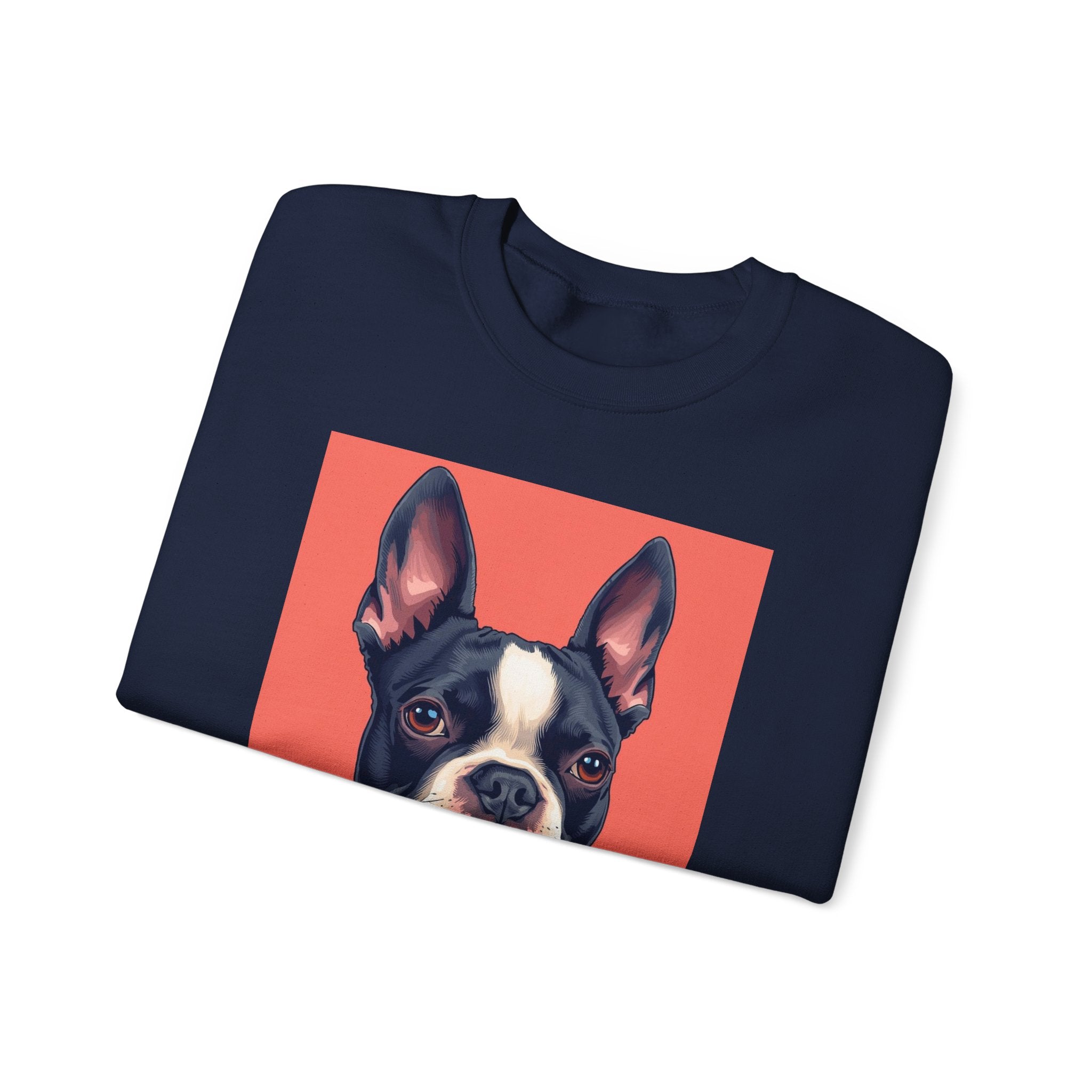 Boston Terrier Portrait Crewneck Sweatshirt — Cute Dog Graphic Pullover