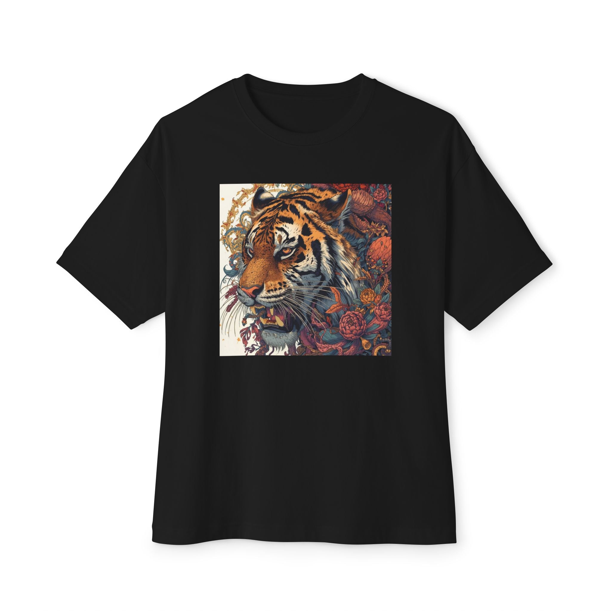 Tiger Floral Graphic Tee — Vintage Botanical Big Cat T-Shirt