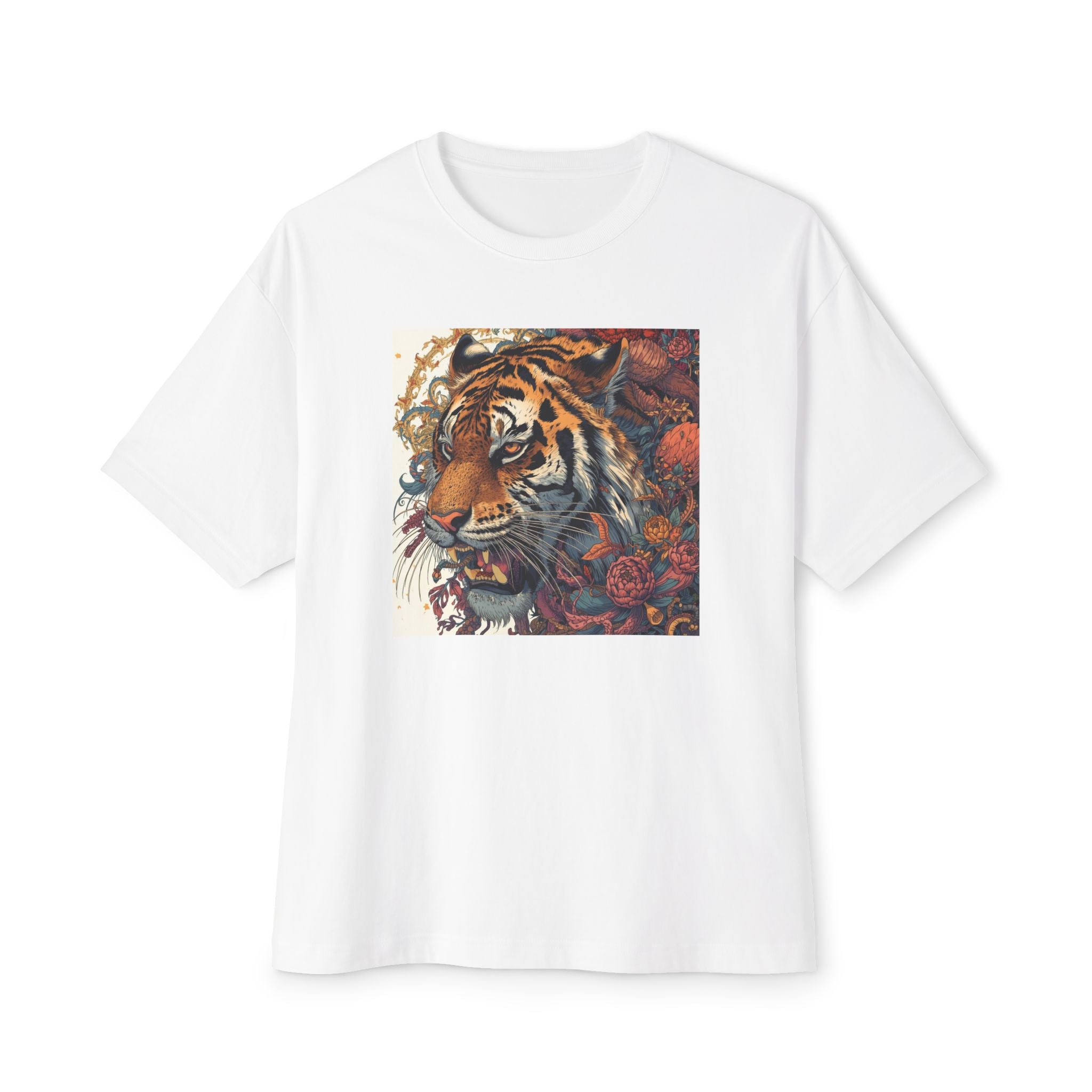 Tiger Floral Graphic Tee — Vintage Botanical Big Cat T-Shirt