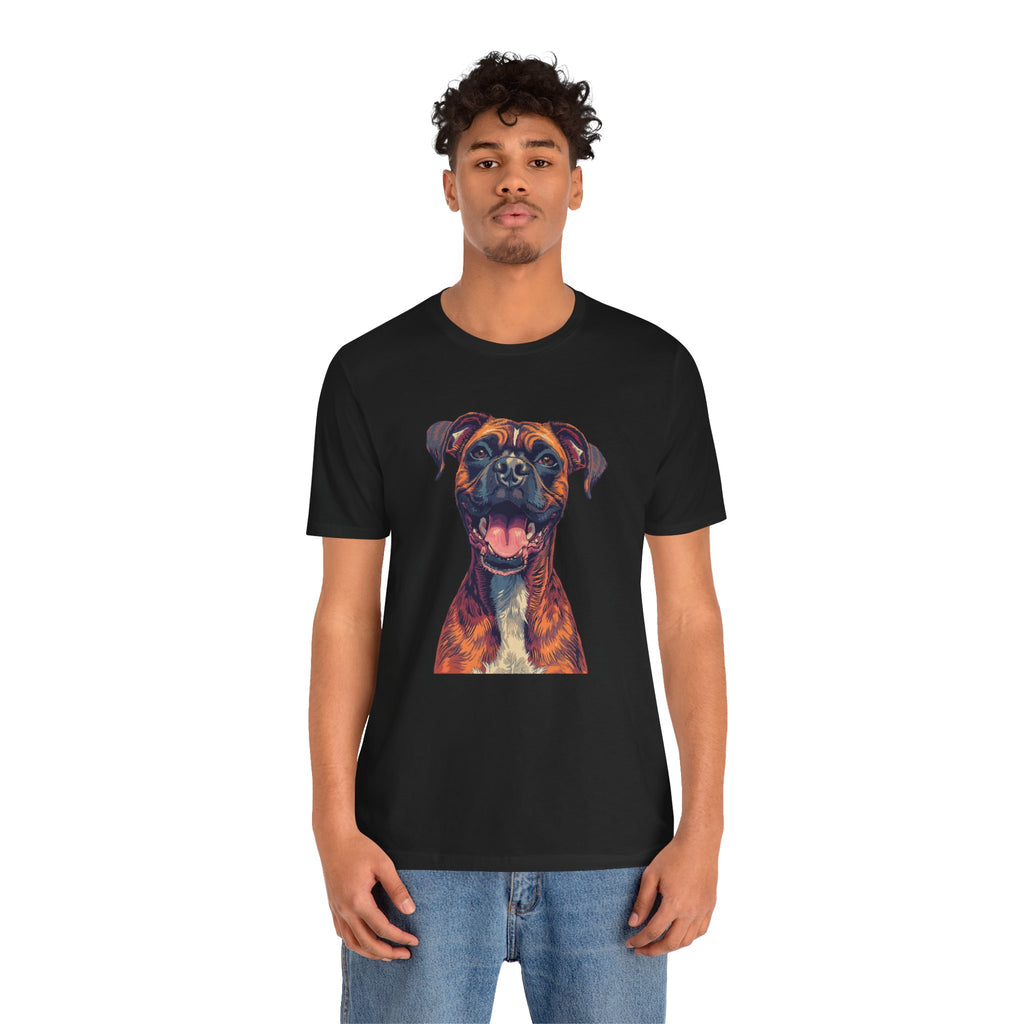 Happy Boxer Dog T‑Shirt — Colorful Portrait Pet Tee
