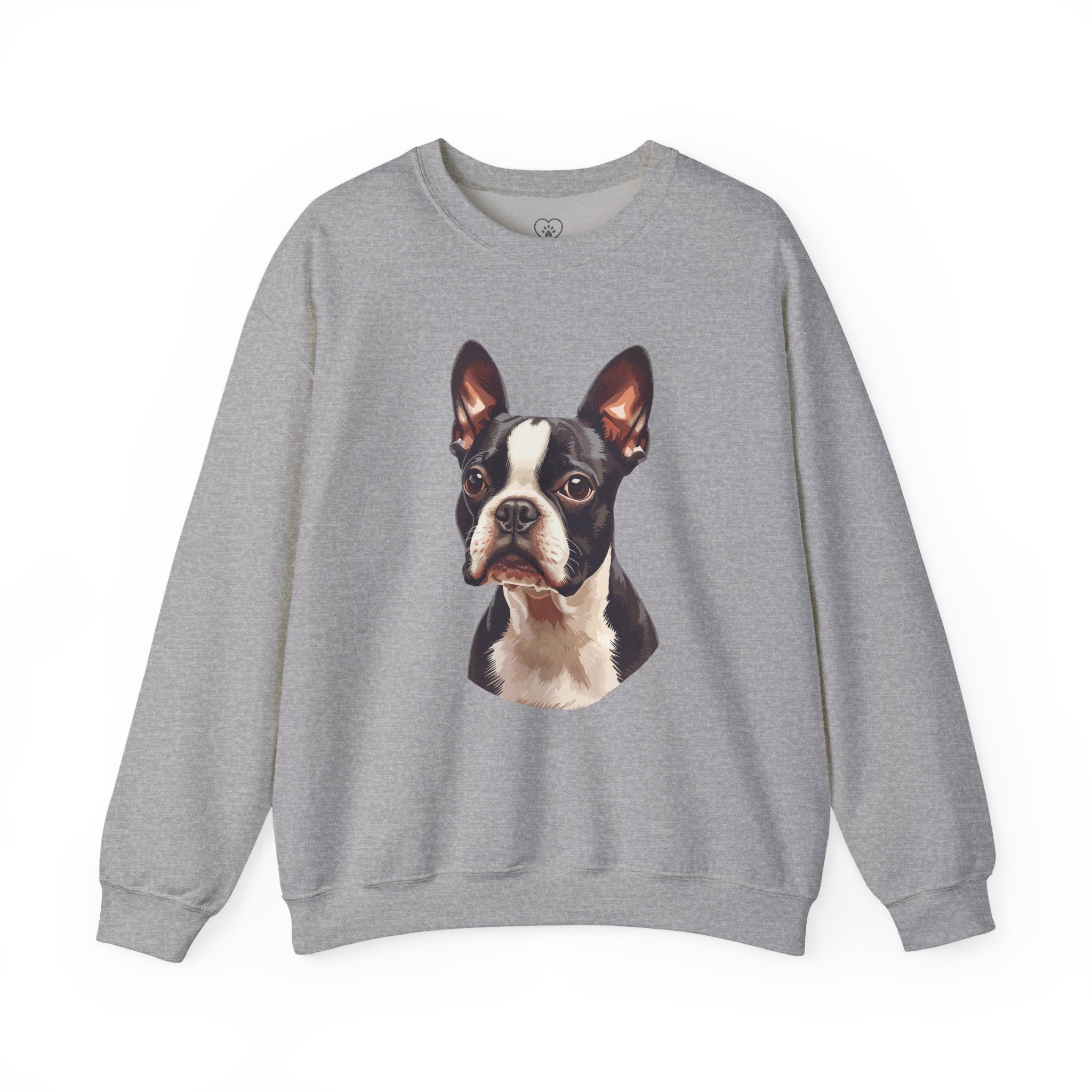 Boston Terrier Portrait Sweatshirt — Cute Dog Face Crewneck for Pet Lovers