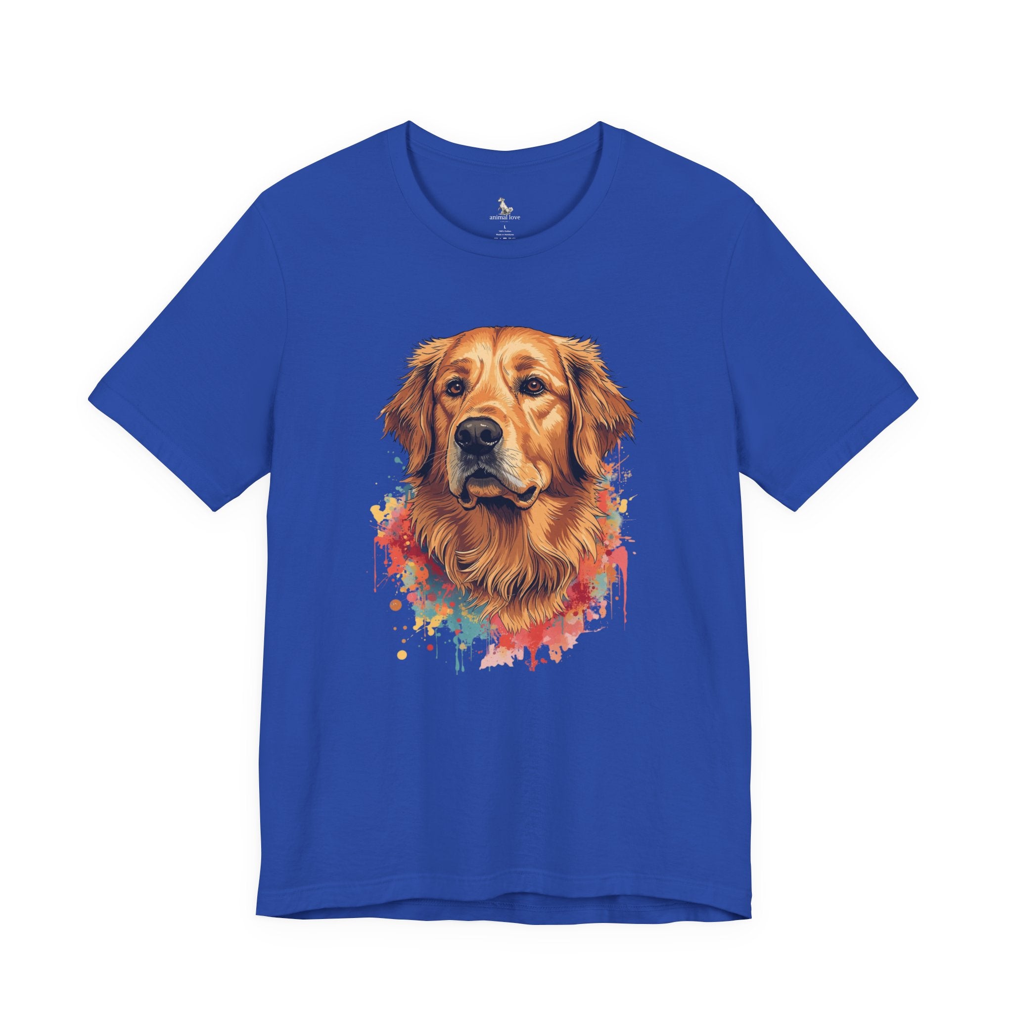 Golden Retriever Watercolor T-Shirt — Colorful Dog Portrait Tee for Dog Lovers