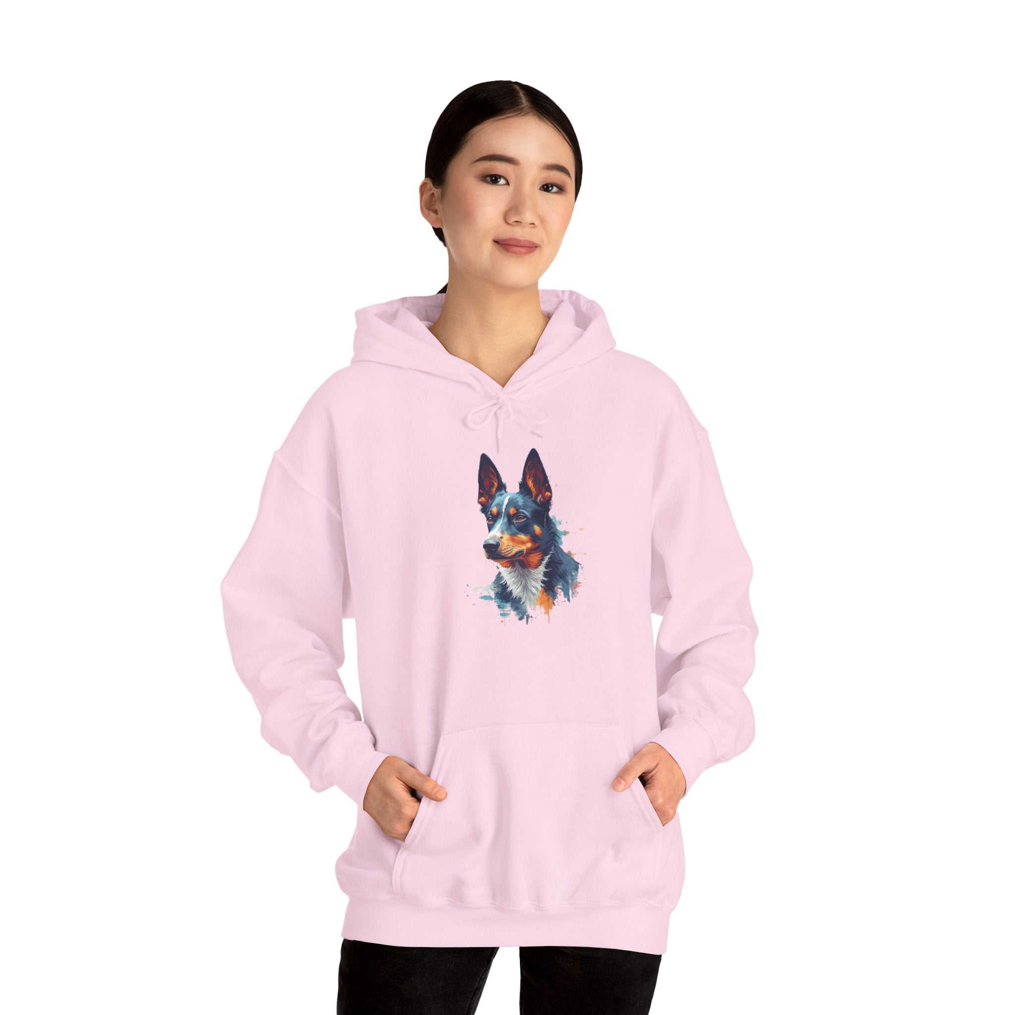 Australian Kelpie Watercolor Hoodie — Artistic Dog Portrait Pullover