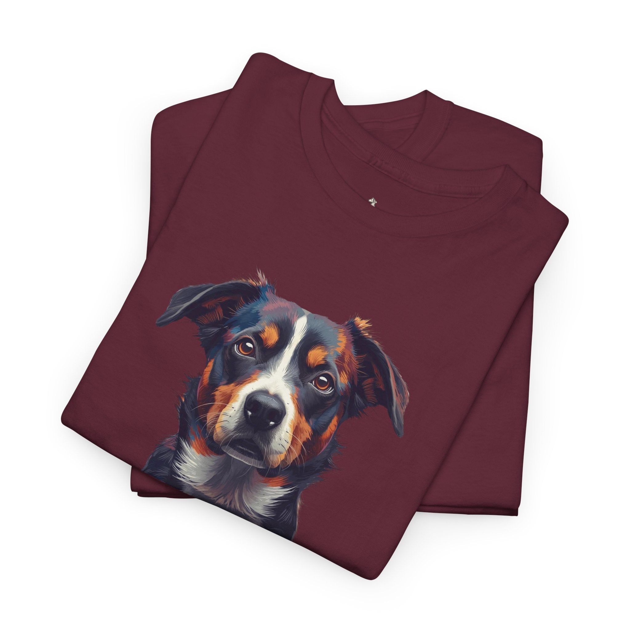 Australian Shepherd Portrait T-Shirt — Realistic Dog Face Tee for Dog Lovers