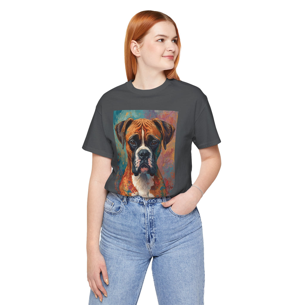 Boxer Dog Portrait T-Shirt — Colorful Painterly Canine Tee