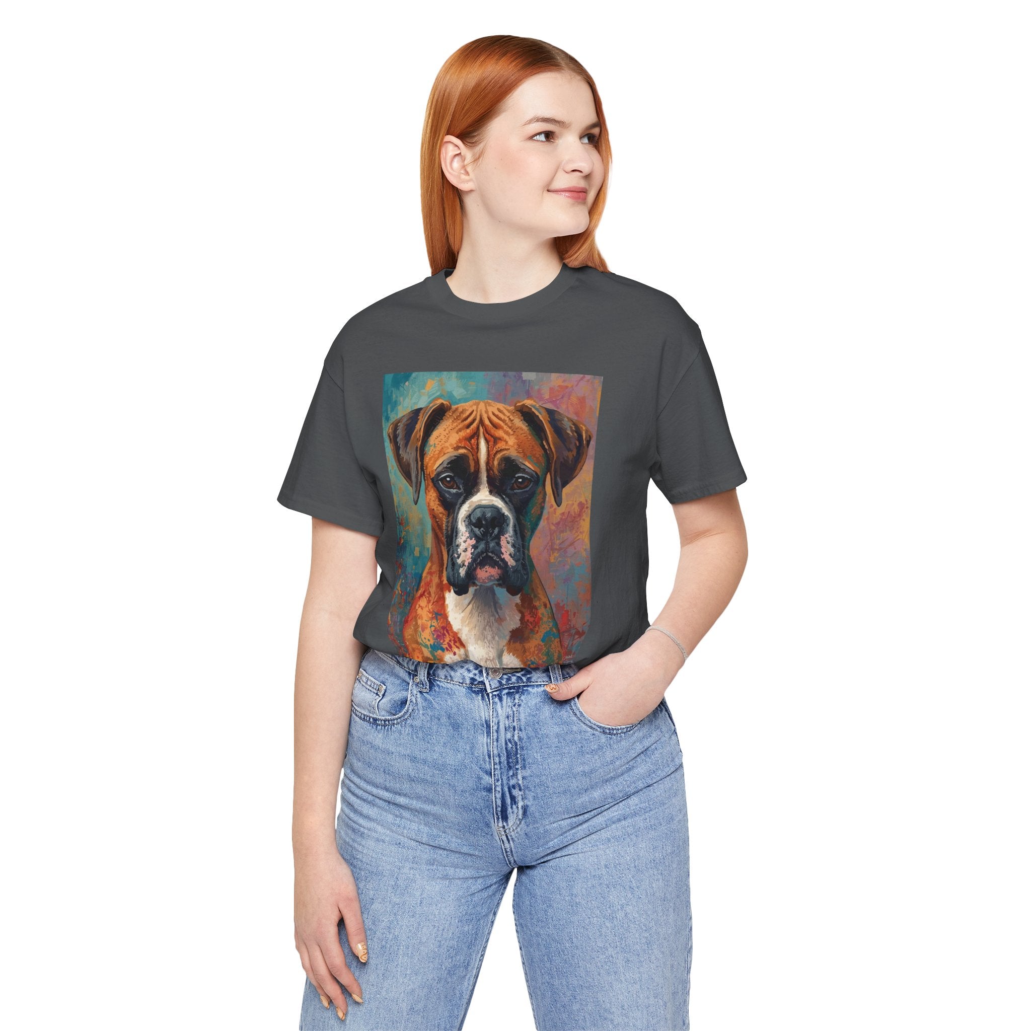 Boxer Dog Portrait T-Shirt — Colorful Painterly Canine Tee