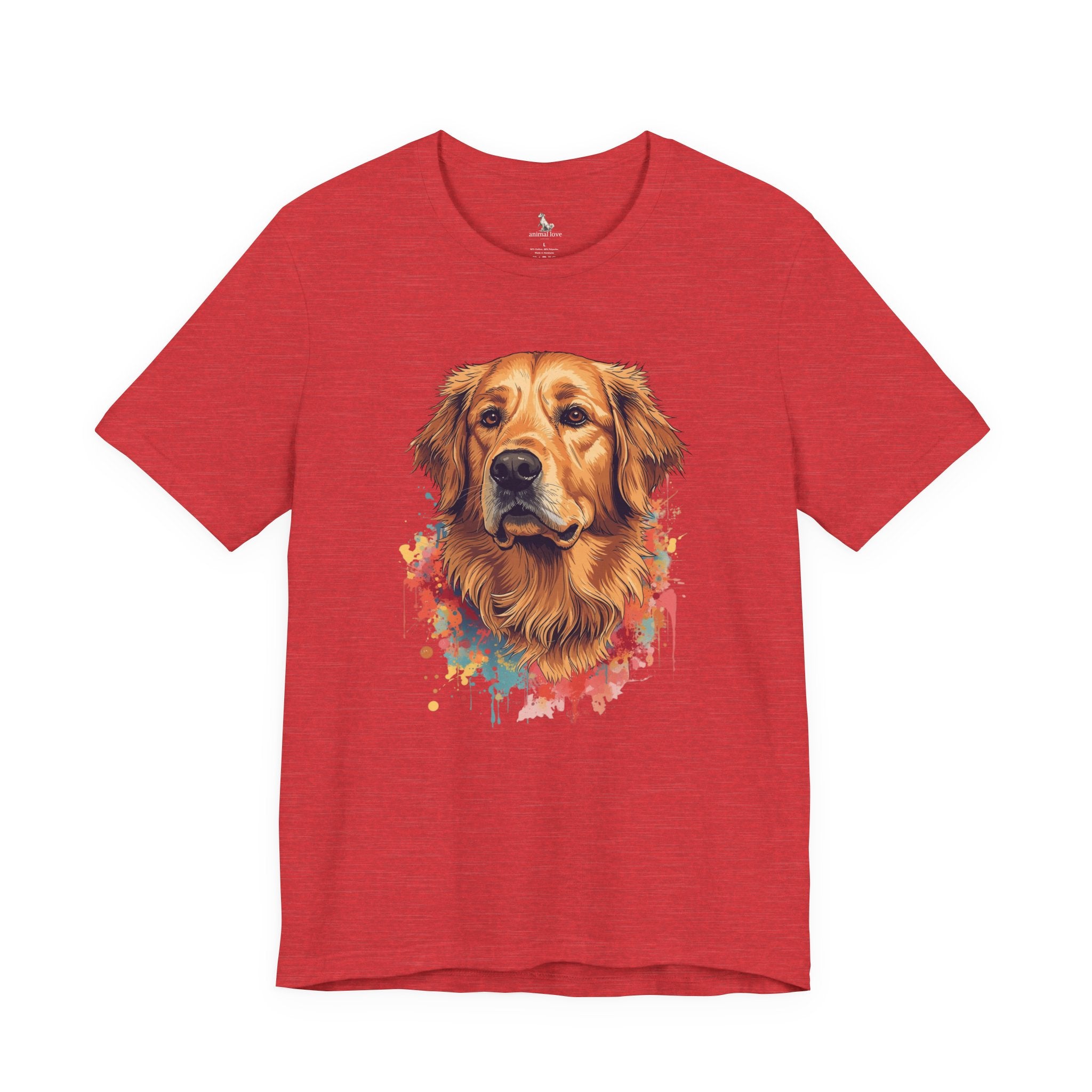 Golden Retriever Watercolor T-Shirt — Colorful Dog Portrait Tee for Dog Lovers
