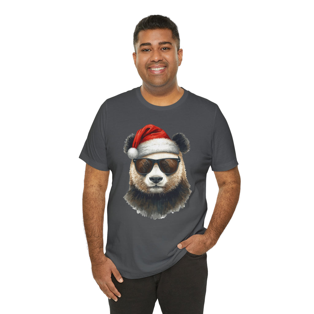 Panda With Santa Hat T-Shirt – Cool Sunglasses Holiday Tee