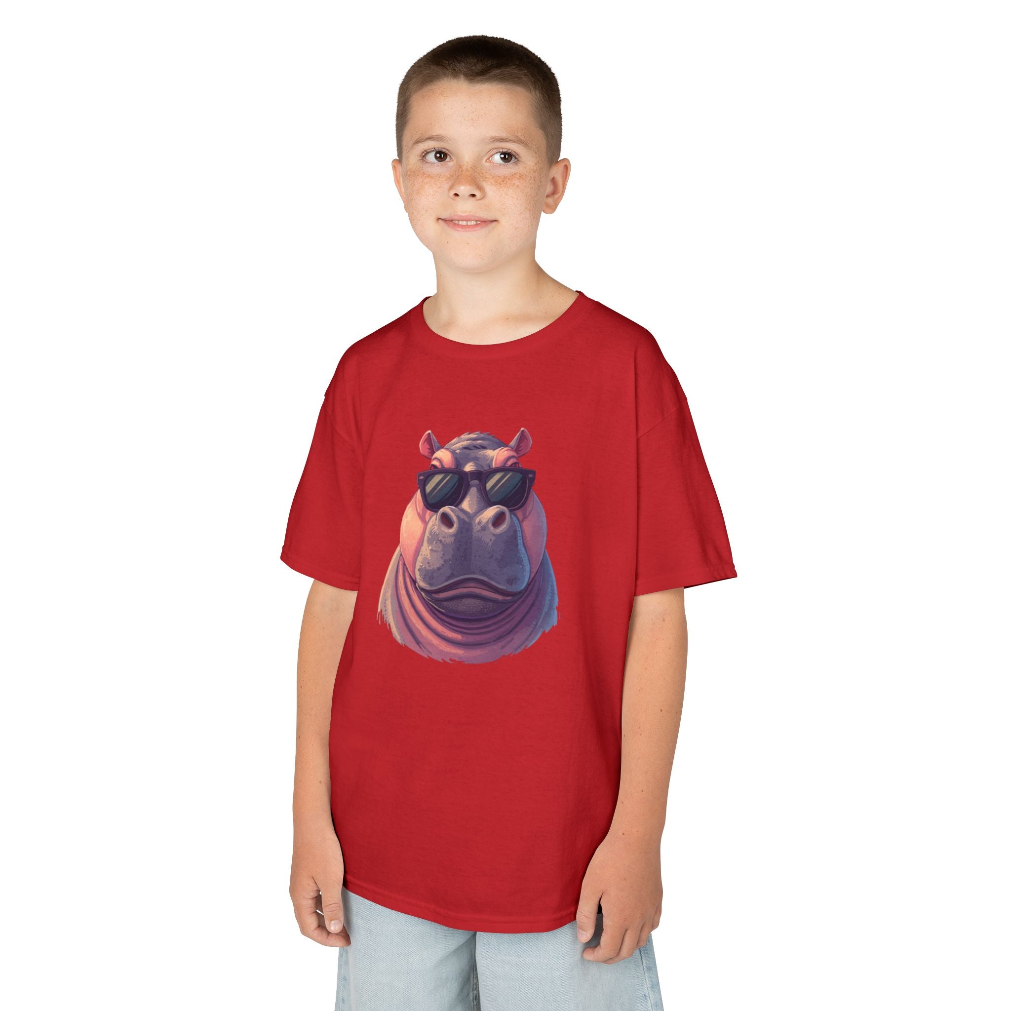 Kids Hippo Sunglasses T‑Shirt — Cool Cartoon Animal Tee for Boys & Girls