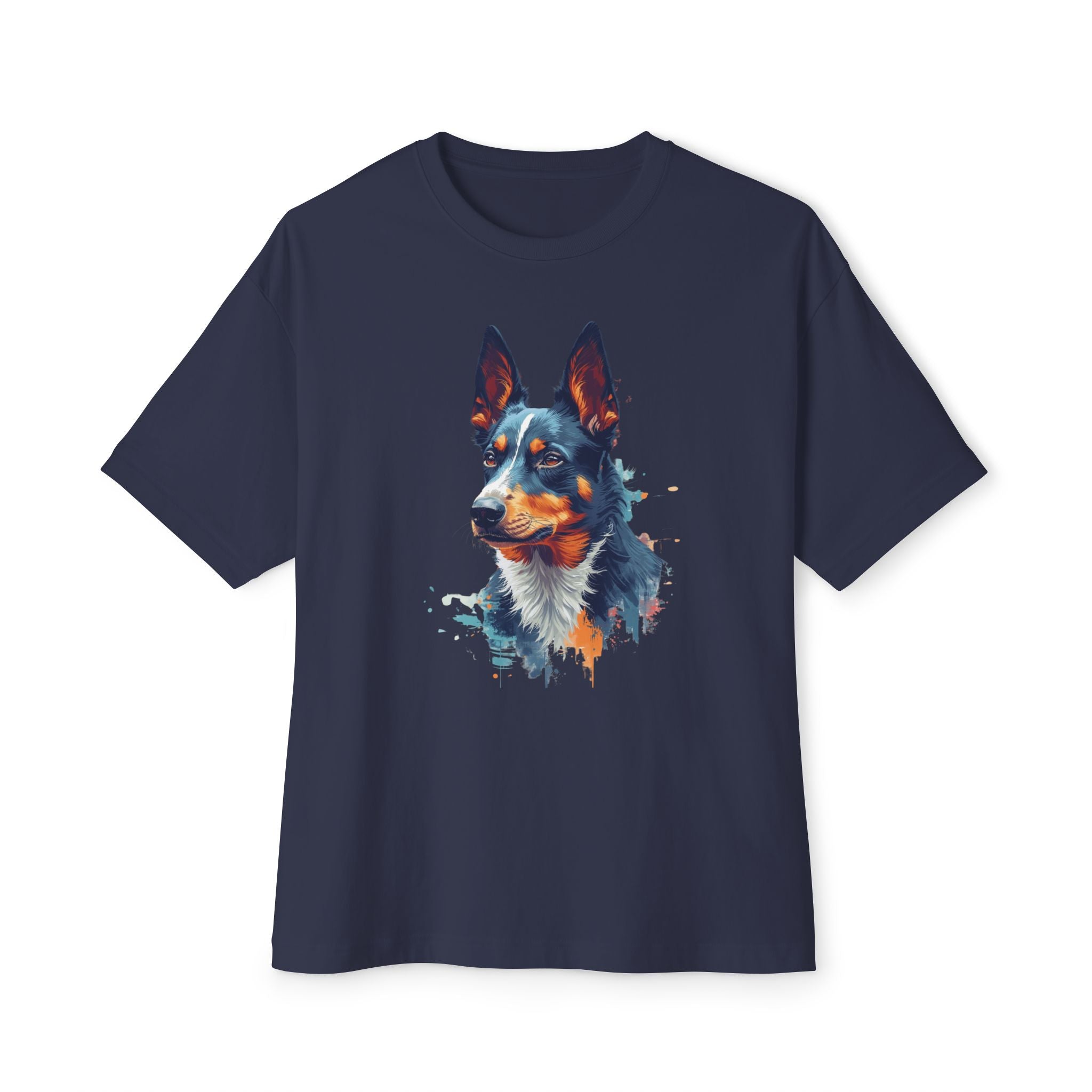 Australian Kelpie Watercolor Tee — Dog Lover Oversized Boxy Shirt