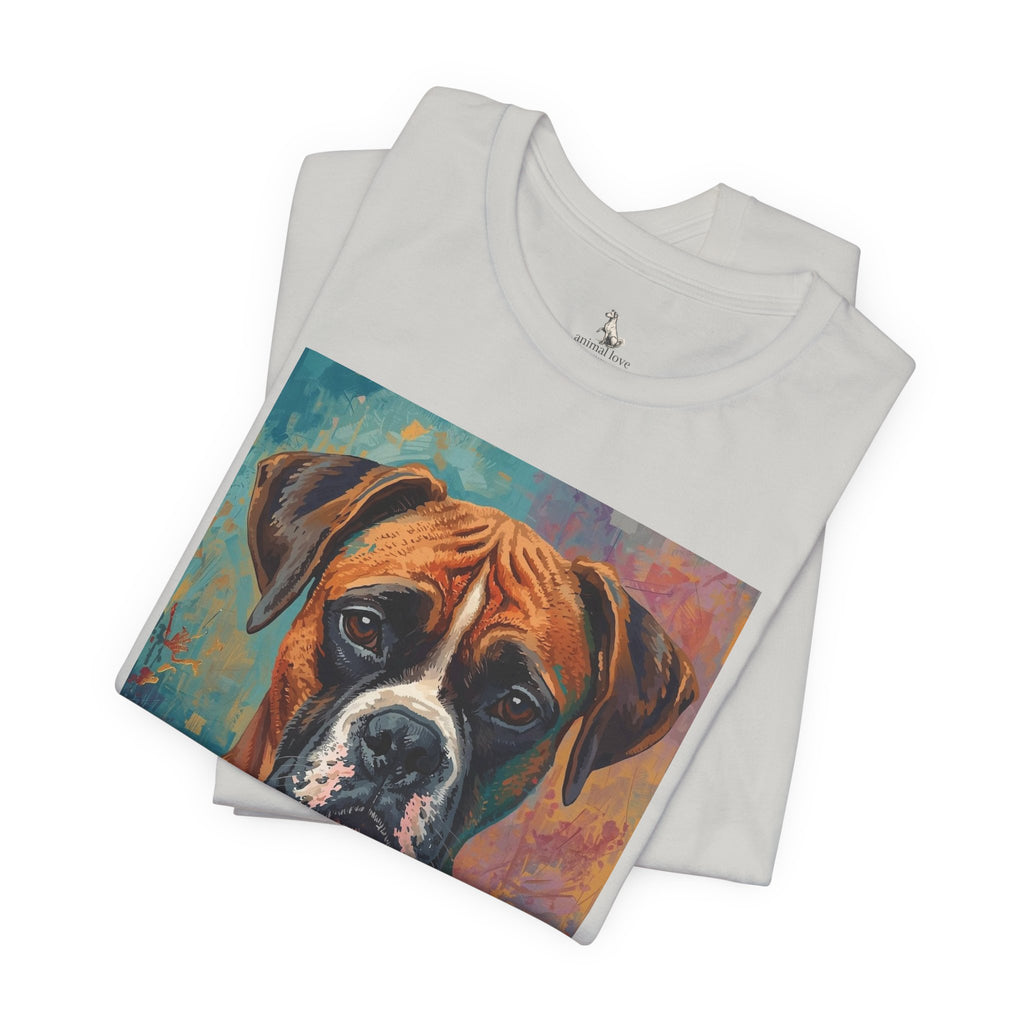 Boxer Dog Portrait T-Shirt — Colorful Painterly Canine Tee