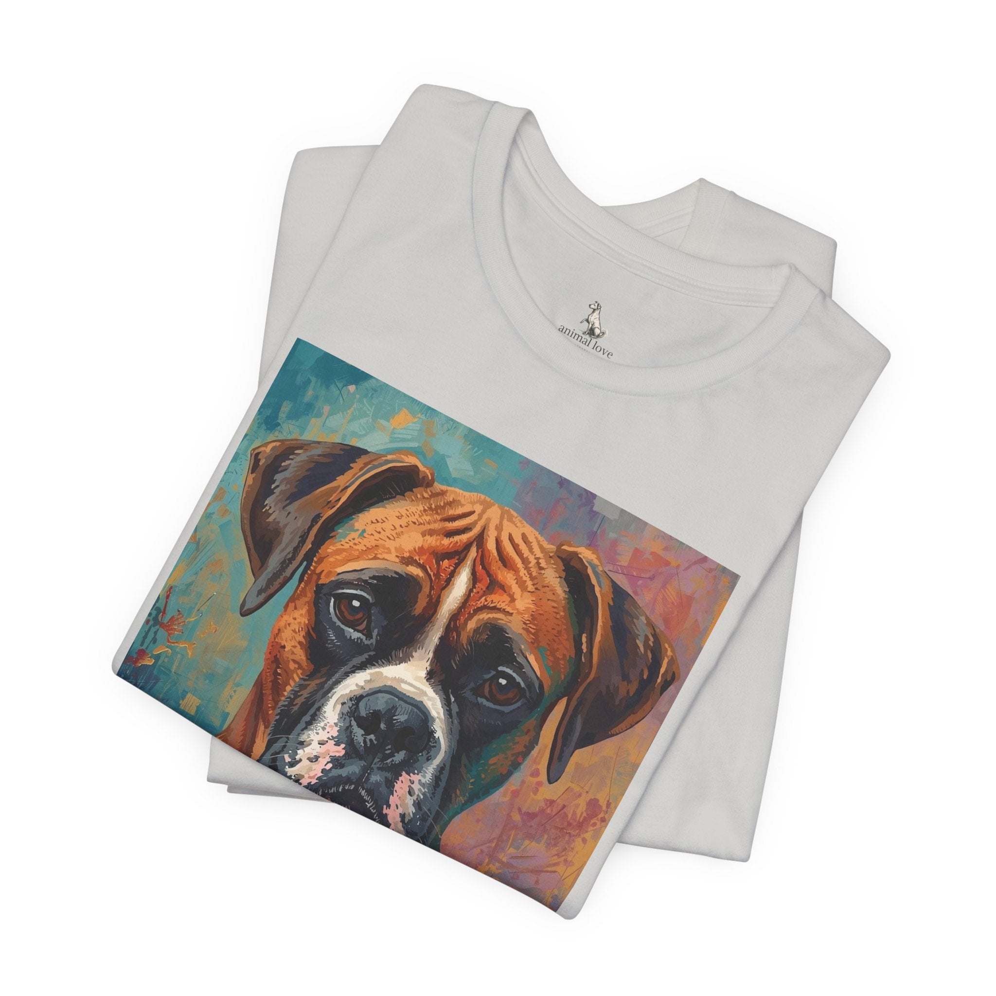Boxer Dog Portrait T-Shirt — Colorful Painterly Canine Tee