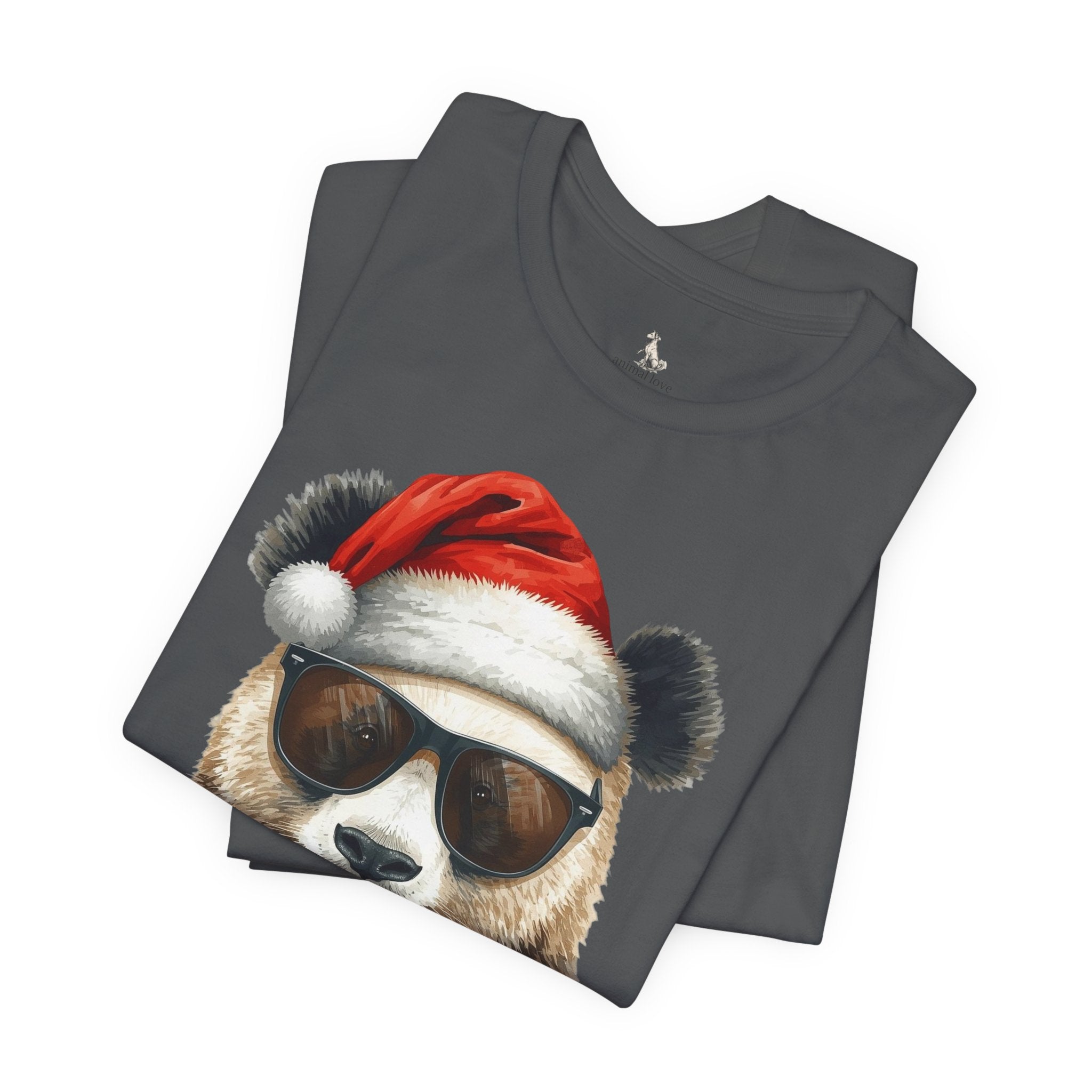 Panda With Santa Hat T-Shirt – Cool Sunglasses Holiday Tee