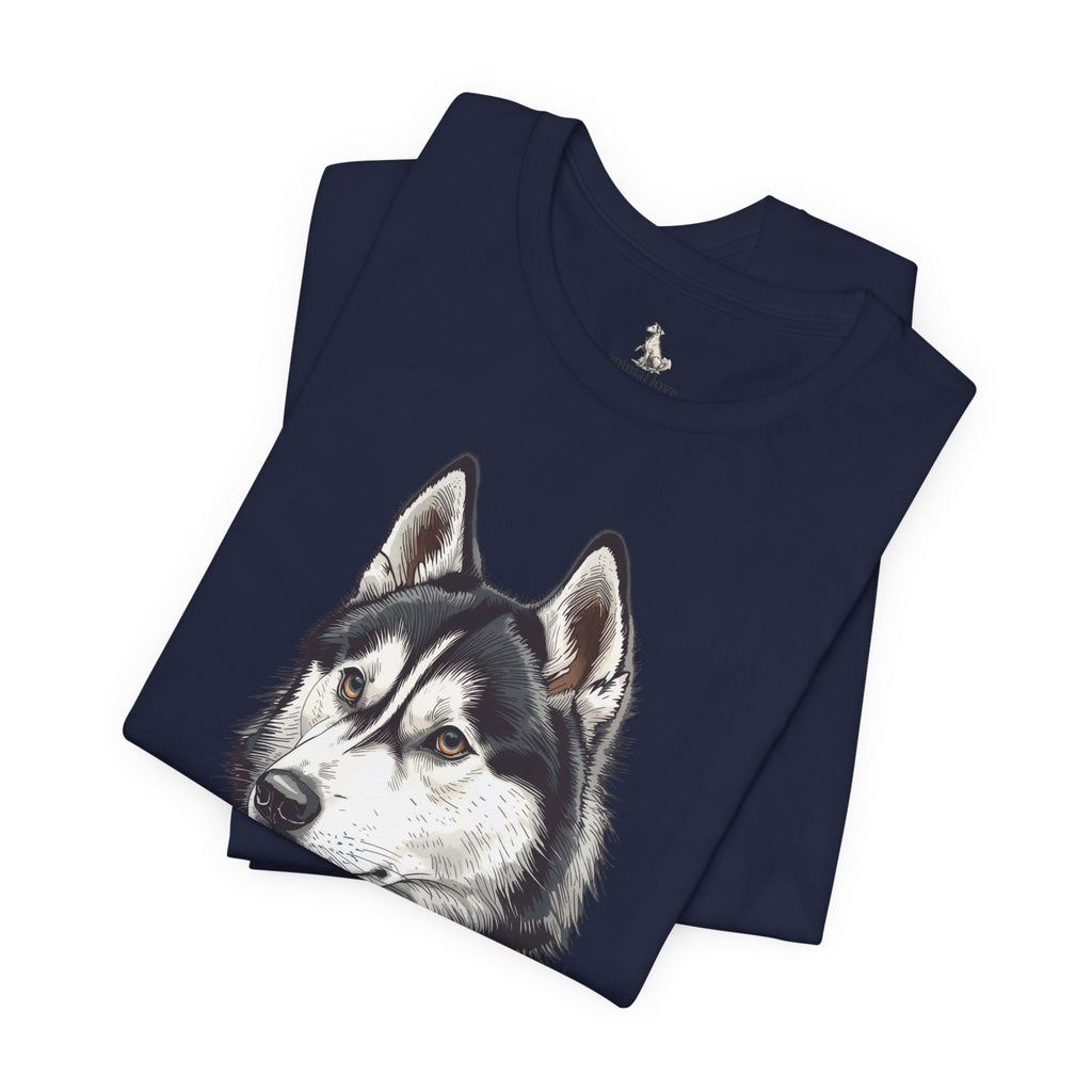 Husky Portrait T-Shirt — Realistic Siberian Husky Dog Tee