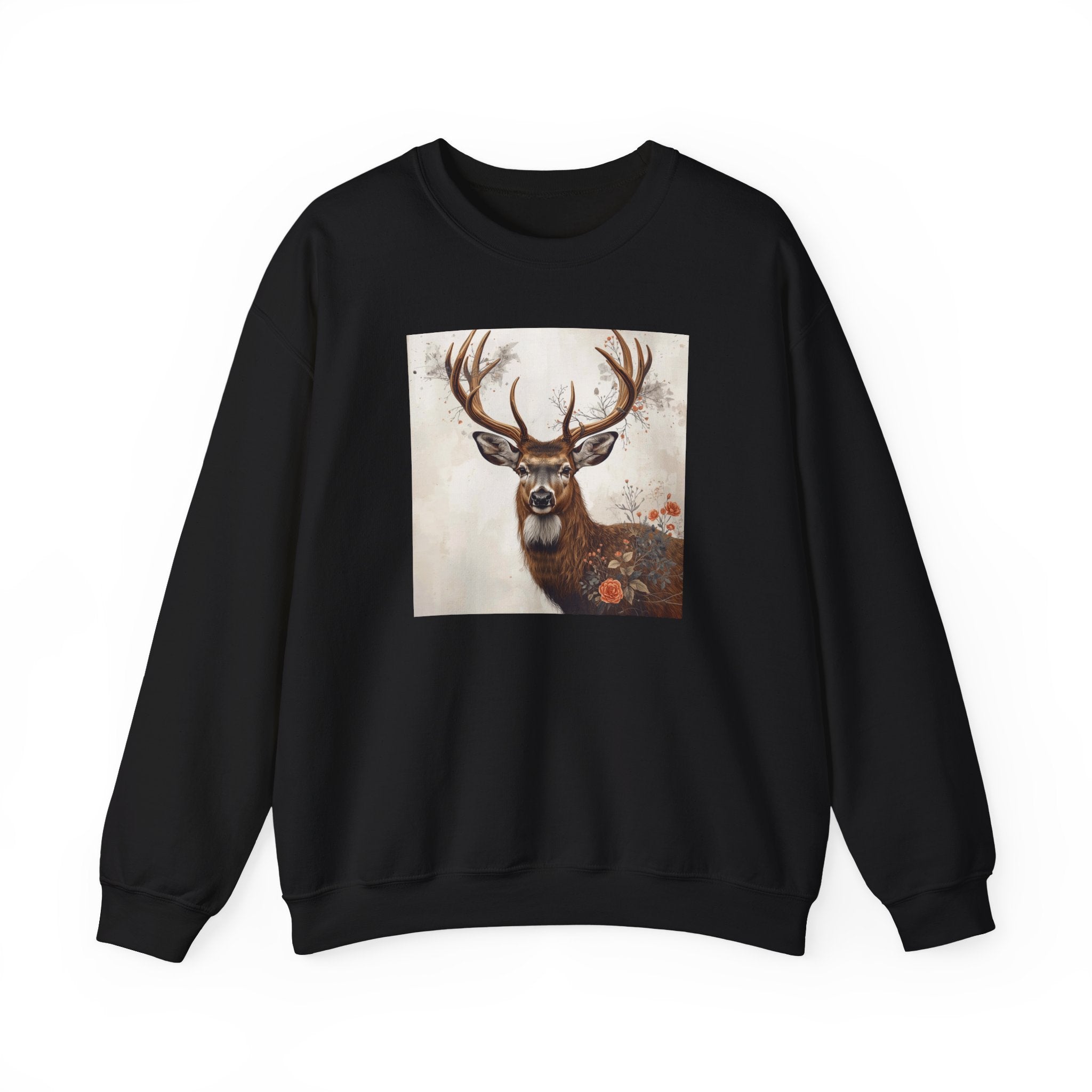Deer Portrait Crewneck Sweatshirt — Rustic Stag Art Pullover