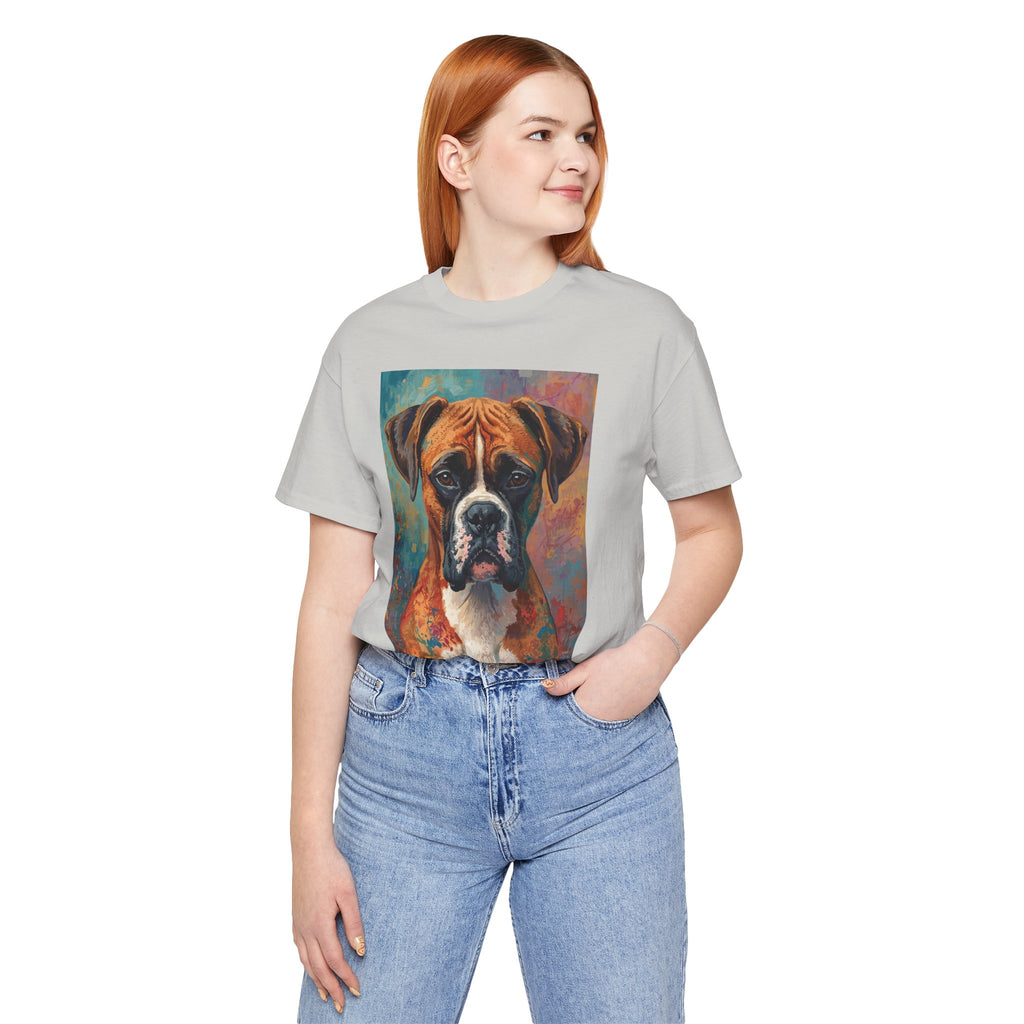 Boxer Dog Portrait T-Shirt — Colorful Painterly Canine Tee