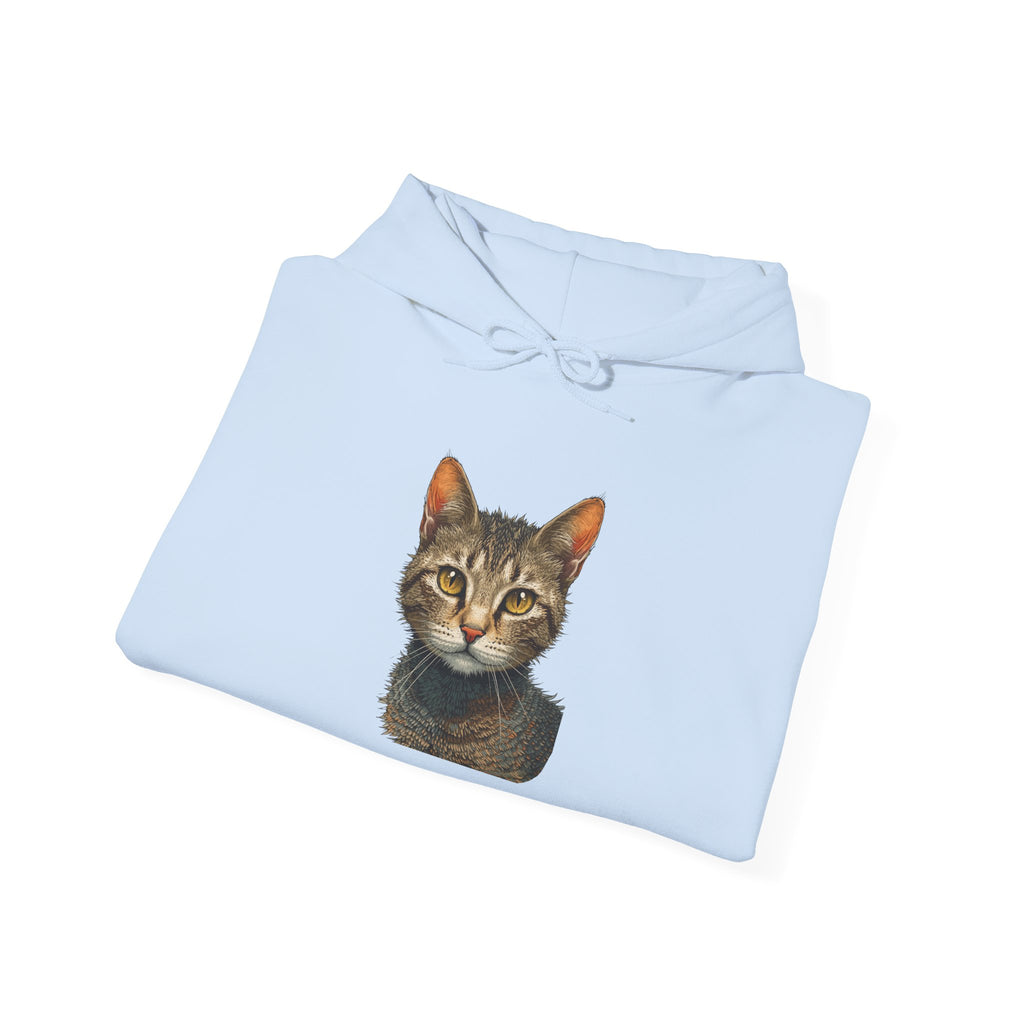 Cat Portrait Hoodie — Realistic Tabby Kitten Graphic Pullover