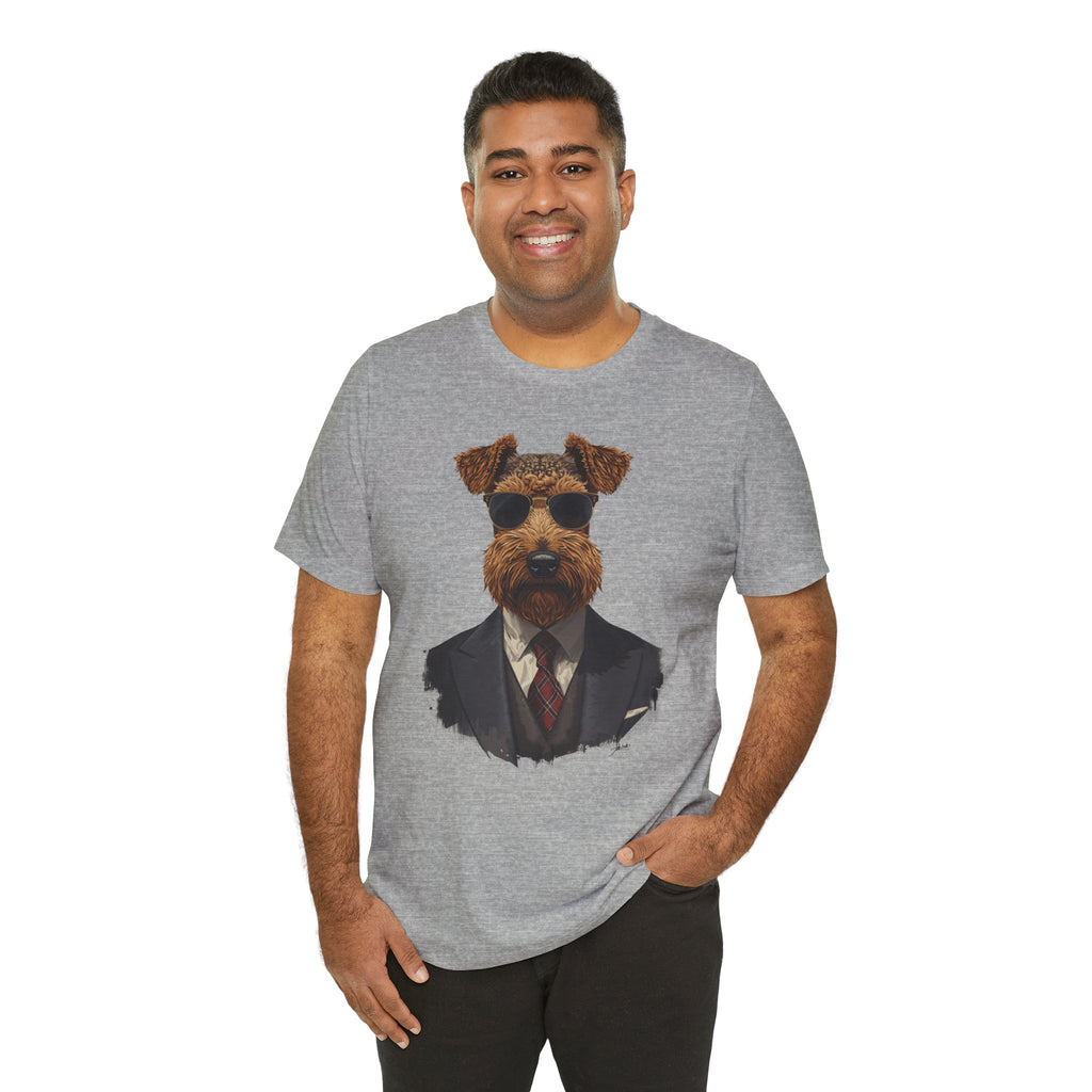 Airedale Gentleman T‑Shirt — Dog in Suit Graphic Tee