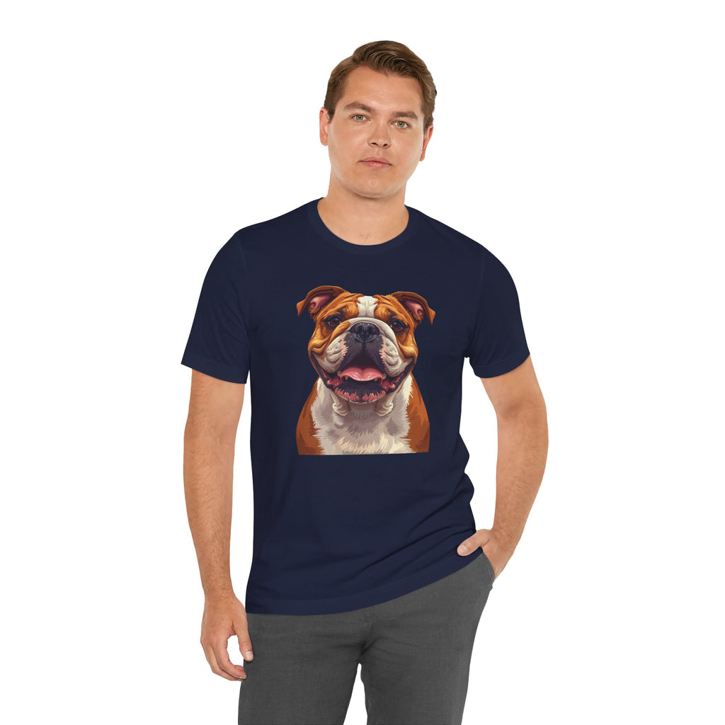 Bulldog Portrait T-Shirt — Smiling English Bulldog Graphic Tee