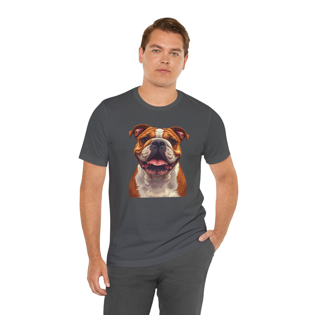 Bulldog Portrait T-Shirt — Smiling English Bulldog Graphic Tee