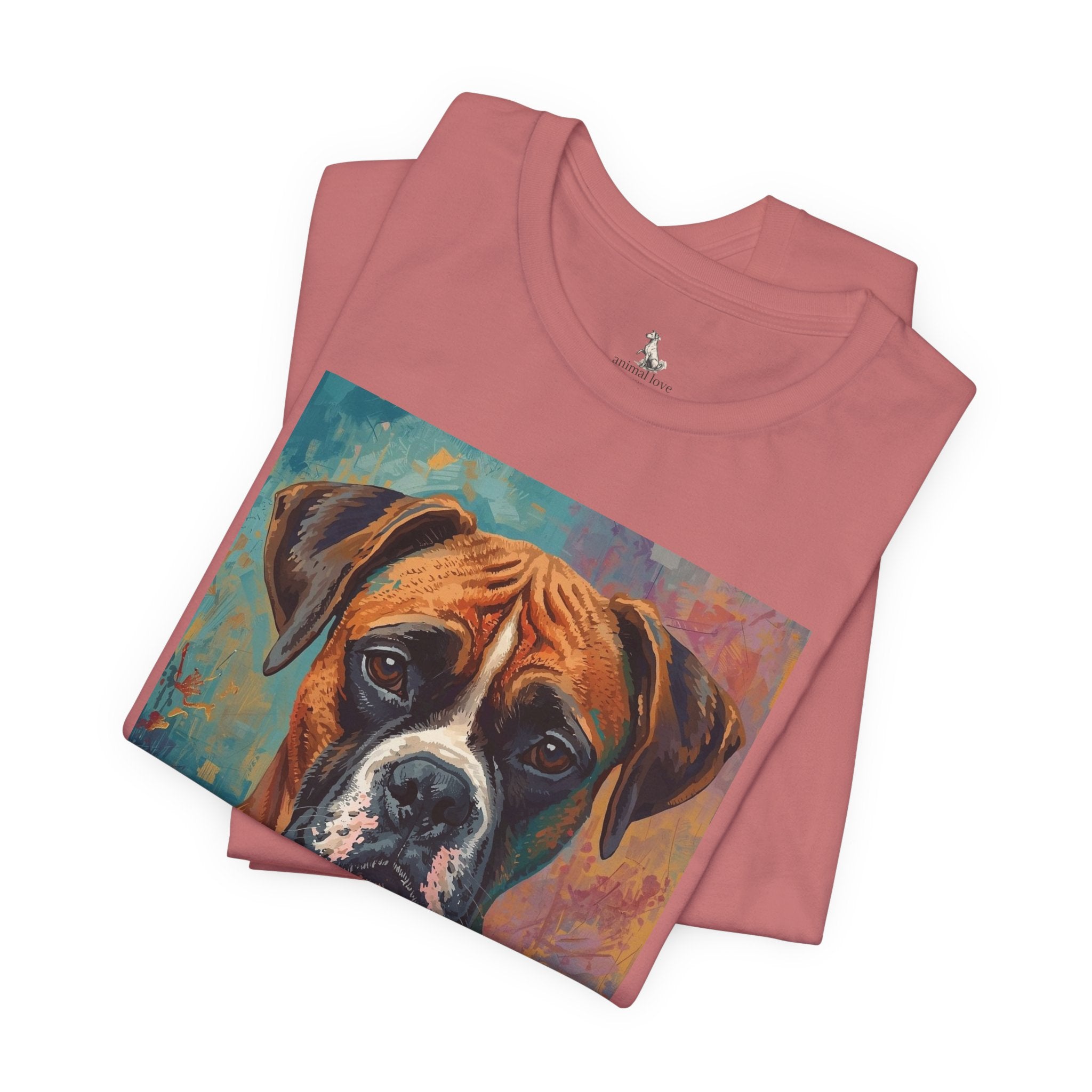 Boxer Dog Portrait T-Shirt — Colorful Painterly Canine Tee