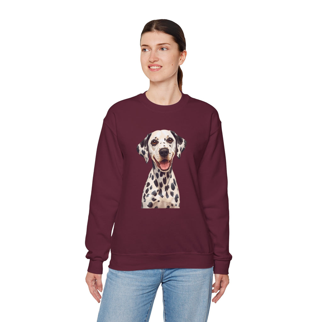 Dalmatian Smile Crewneck Sweatshirt — Cute Dog Graphic Pullover