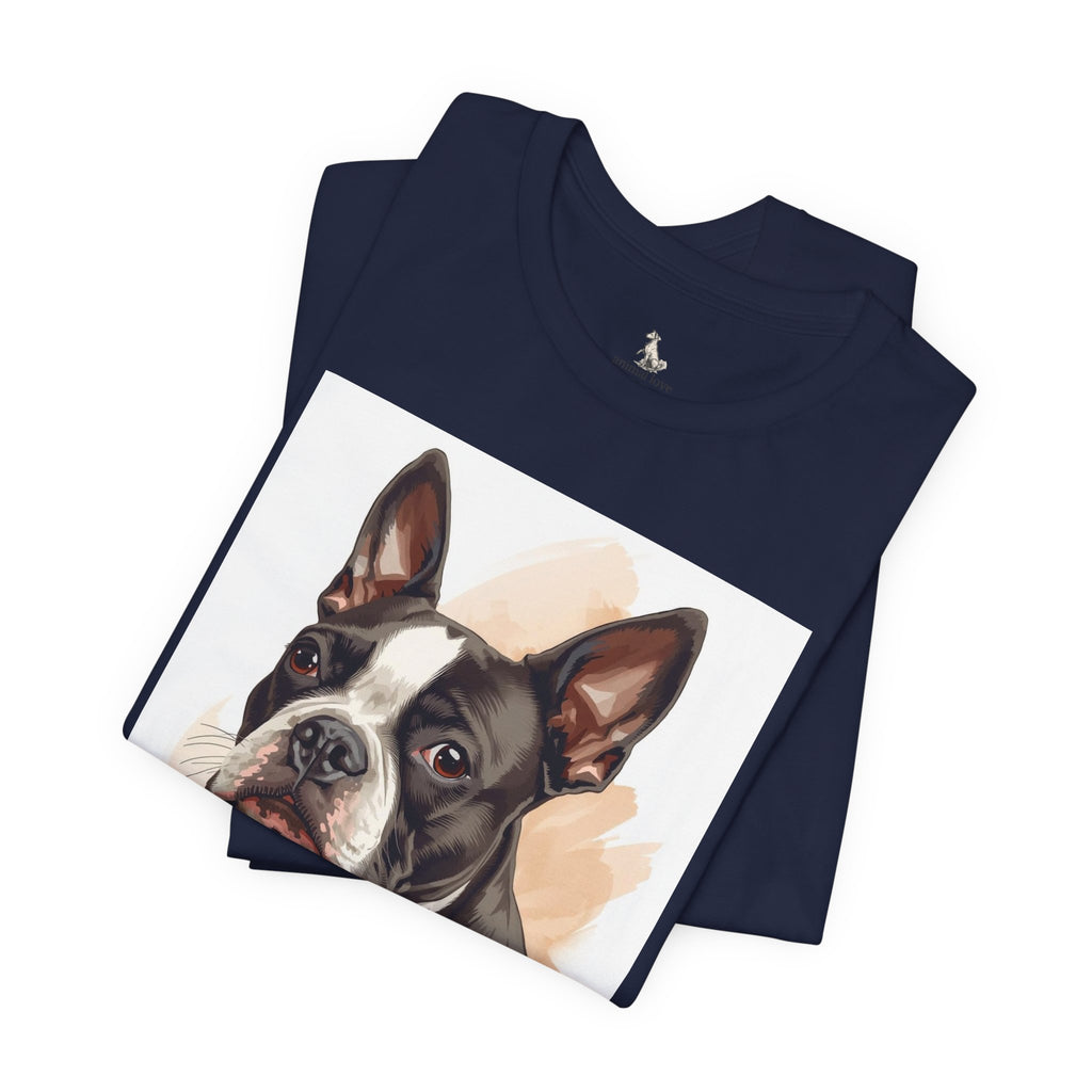 Boston Terrier Portrait T-Shirt — Watercolor Dog Lover Tee
