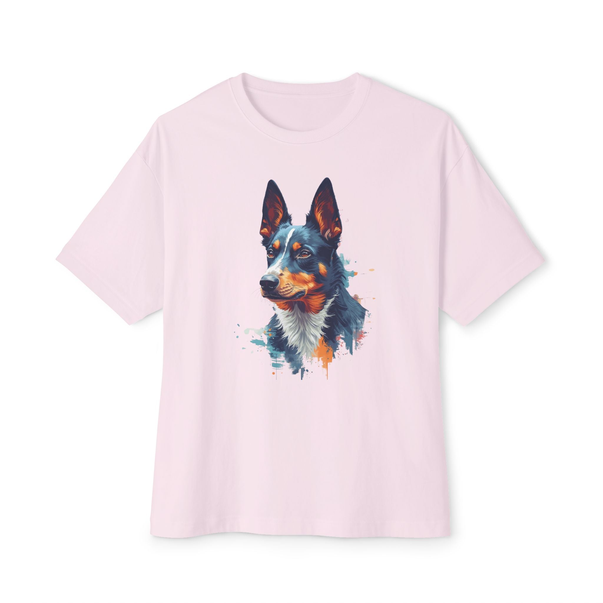 Australian Kelpie Watercolor Tee — Dog Lover Oversized Boxy Shirt