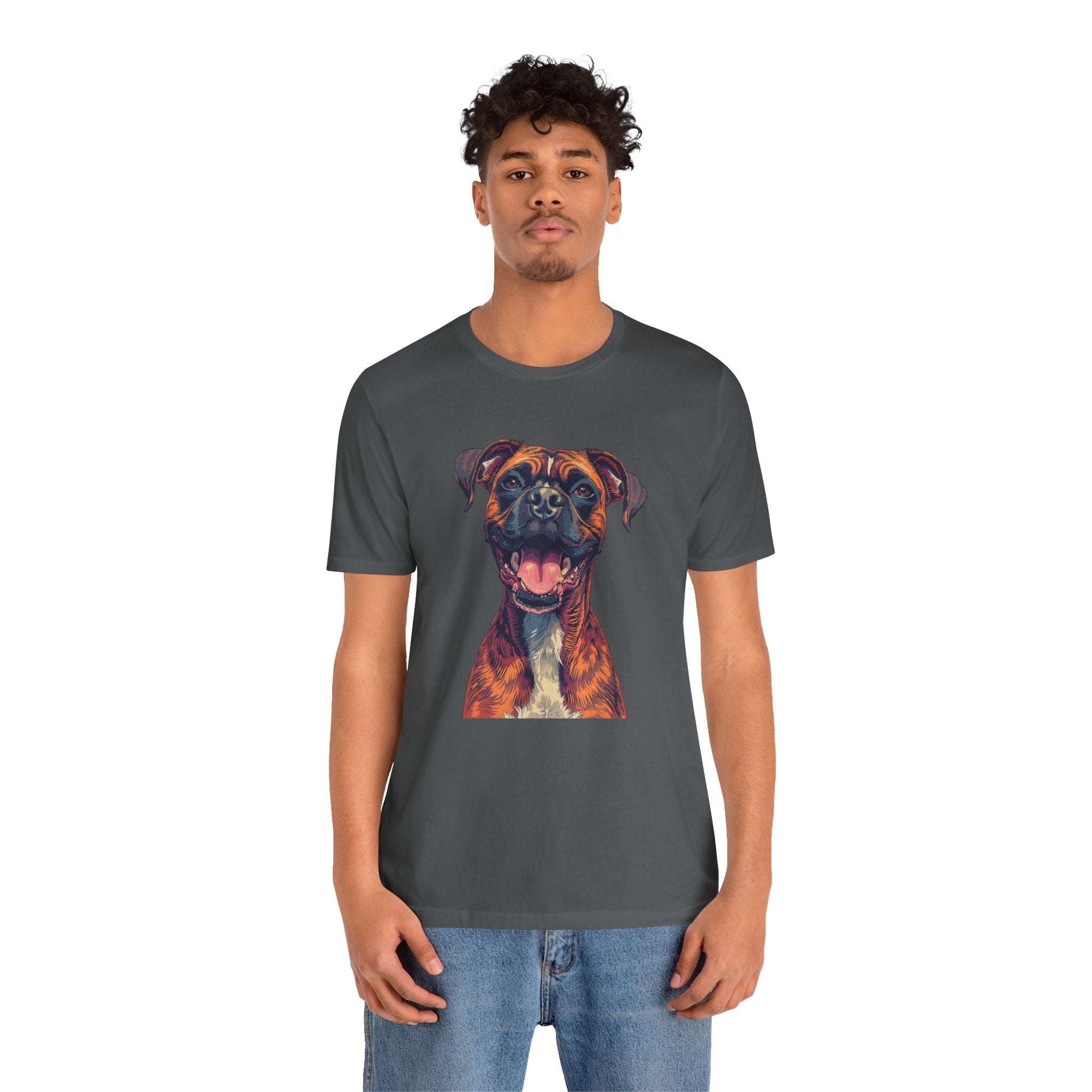 Happy Boxer Dog T‑Shirt — Colorful Portrait Pet Tee