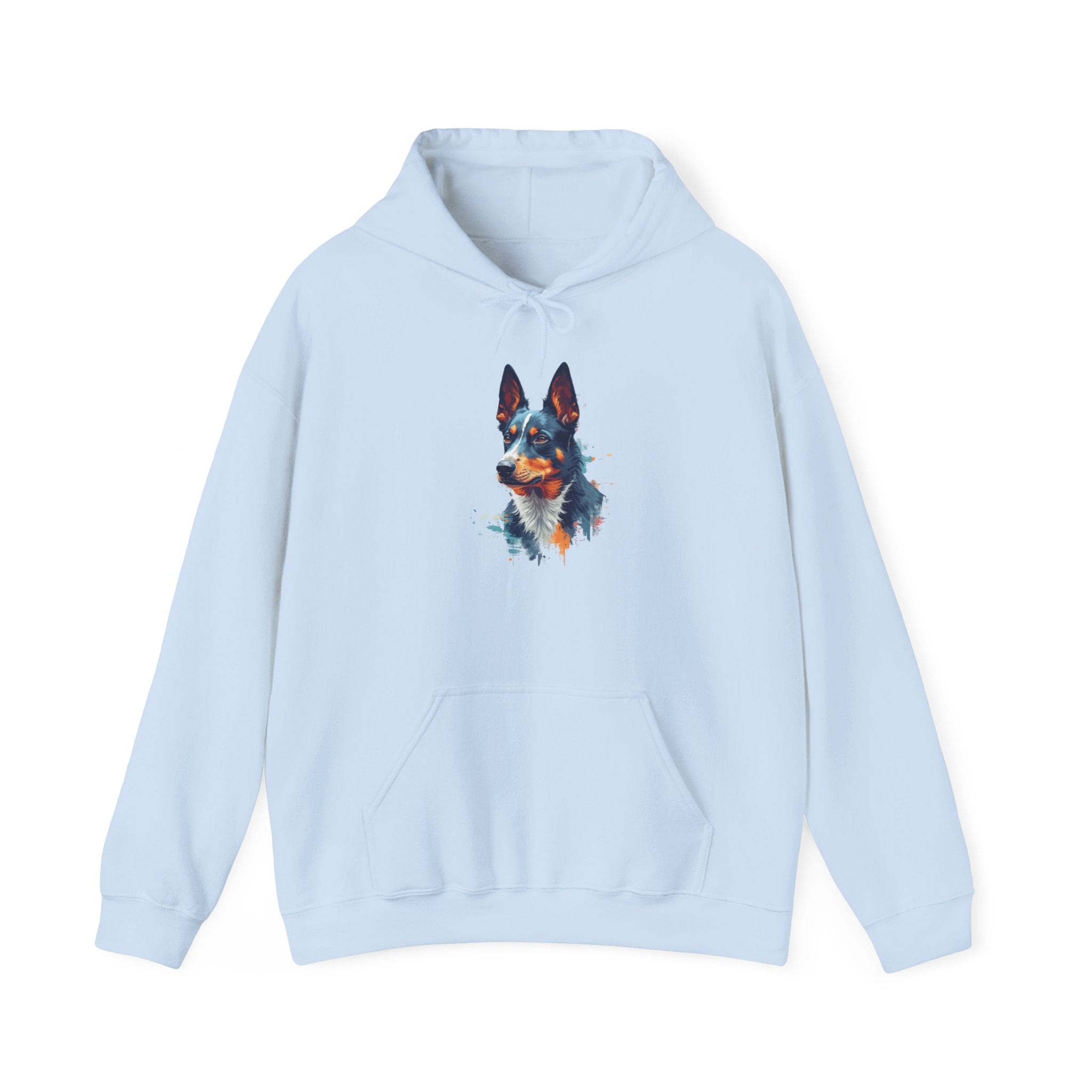 Australian Kelpie Watercolor Hoodie — Artistic Dog Portrait Pullover
