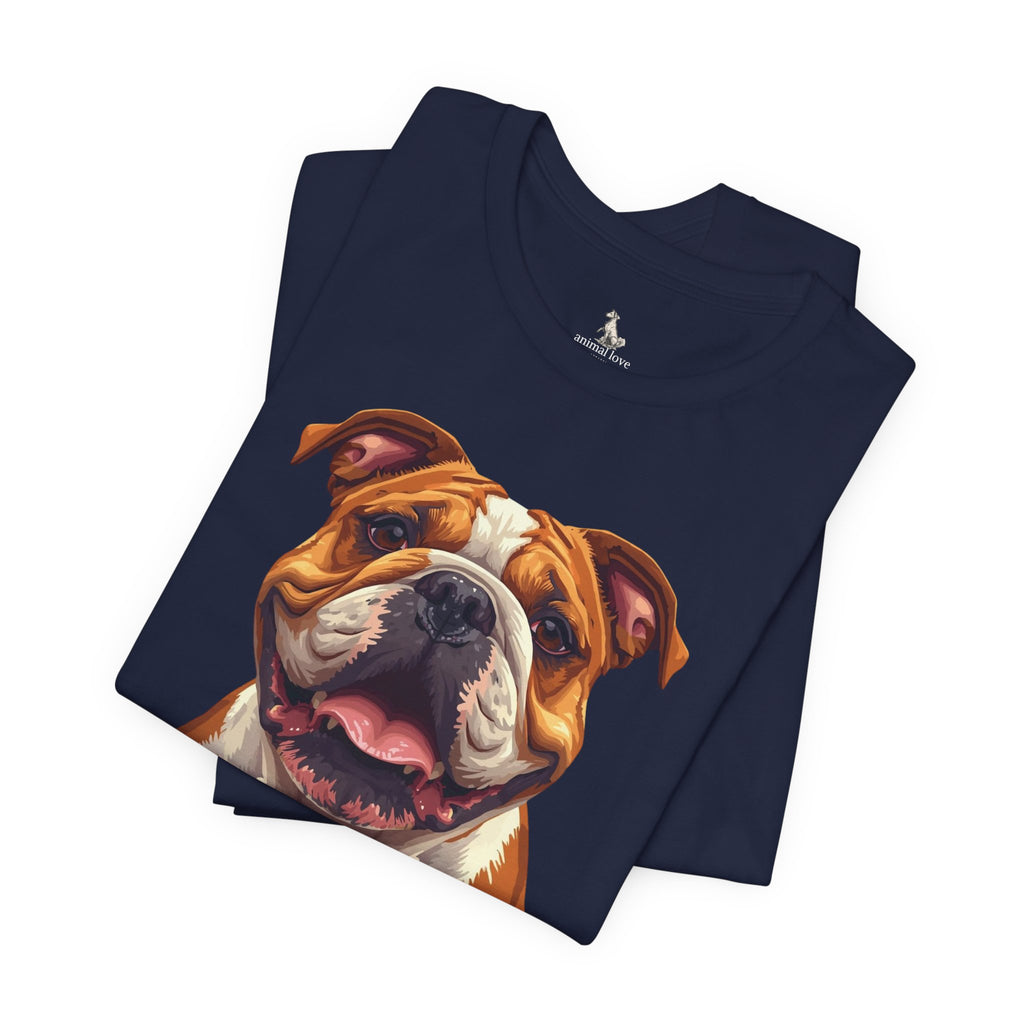 Bulldog Portrait T-Shirt — Smiling English Bulldog Graphic Tee