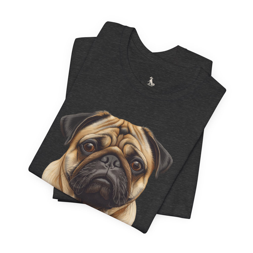 Pug Portrait T-Shirt - Realistic Dog Face Tee for Pug Lovers