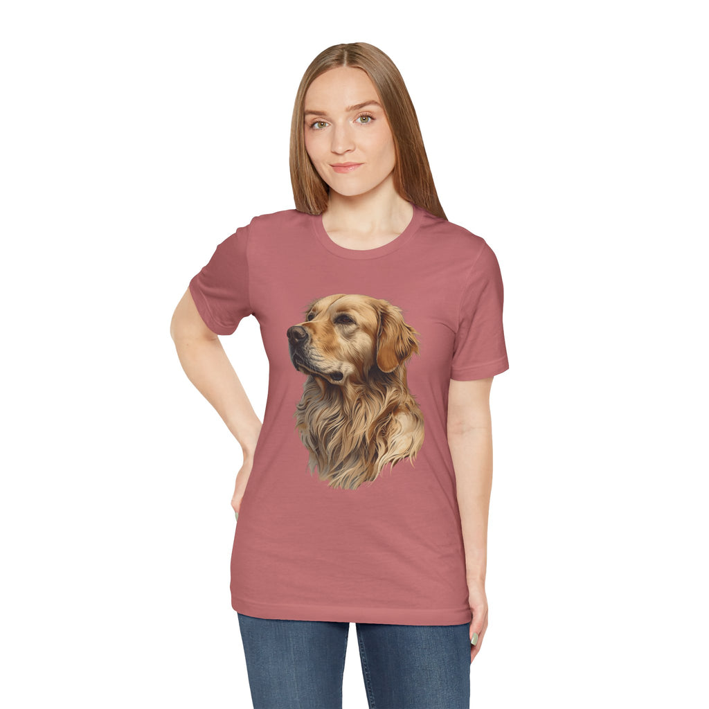 Golden Retriever Portrait T-Shirt — Realistic Dog Tee for Pet Lovers