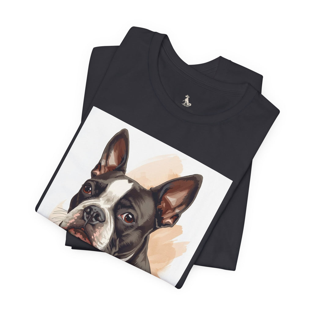 Boston Terrier Portrait T-Shirt — Watercolor Dog Lover Tee