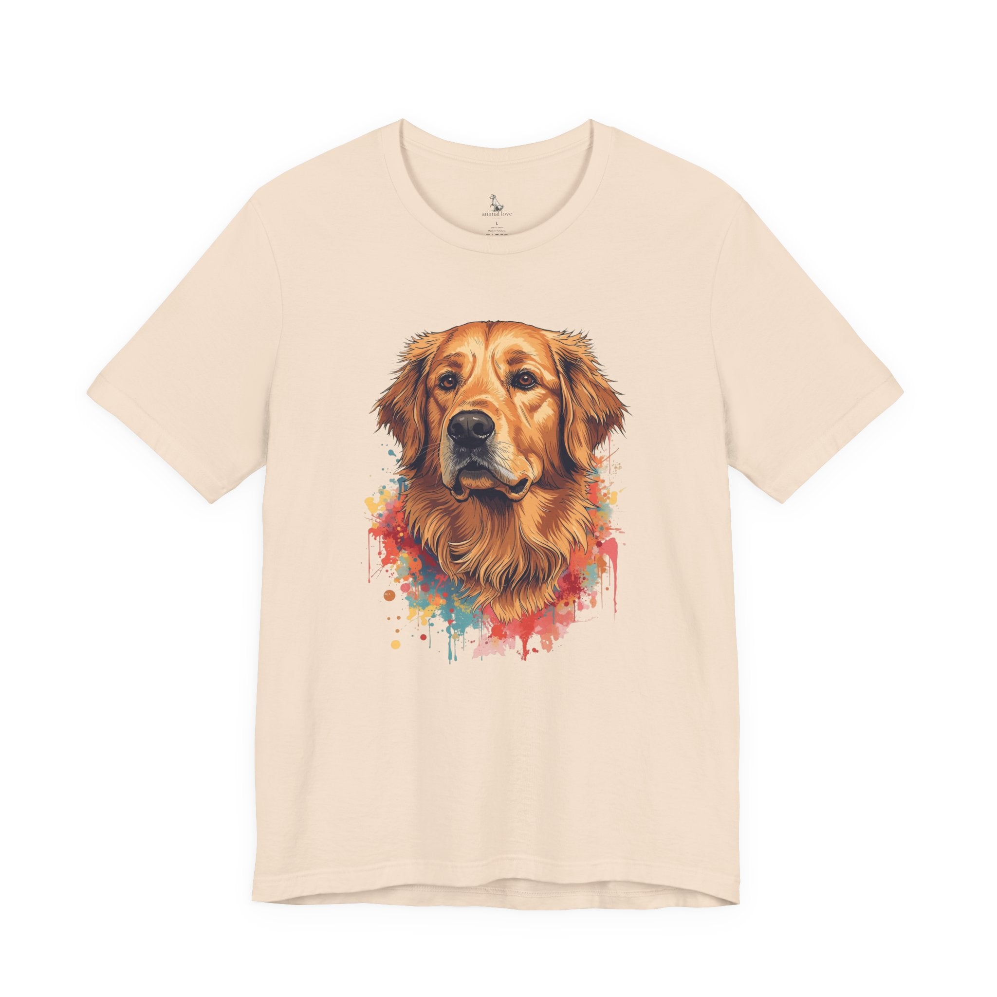 Golden Retriever Watercolor T-Shirt — Colorful Dog Portrait Tee for Dog Lovers