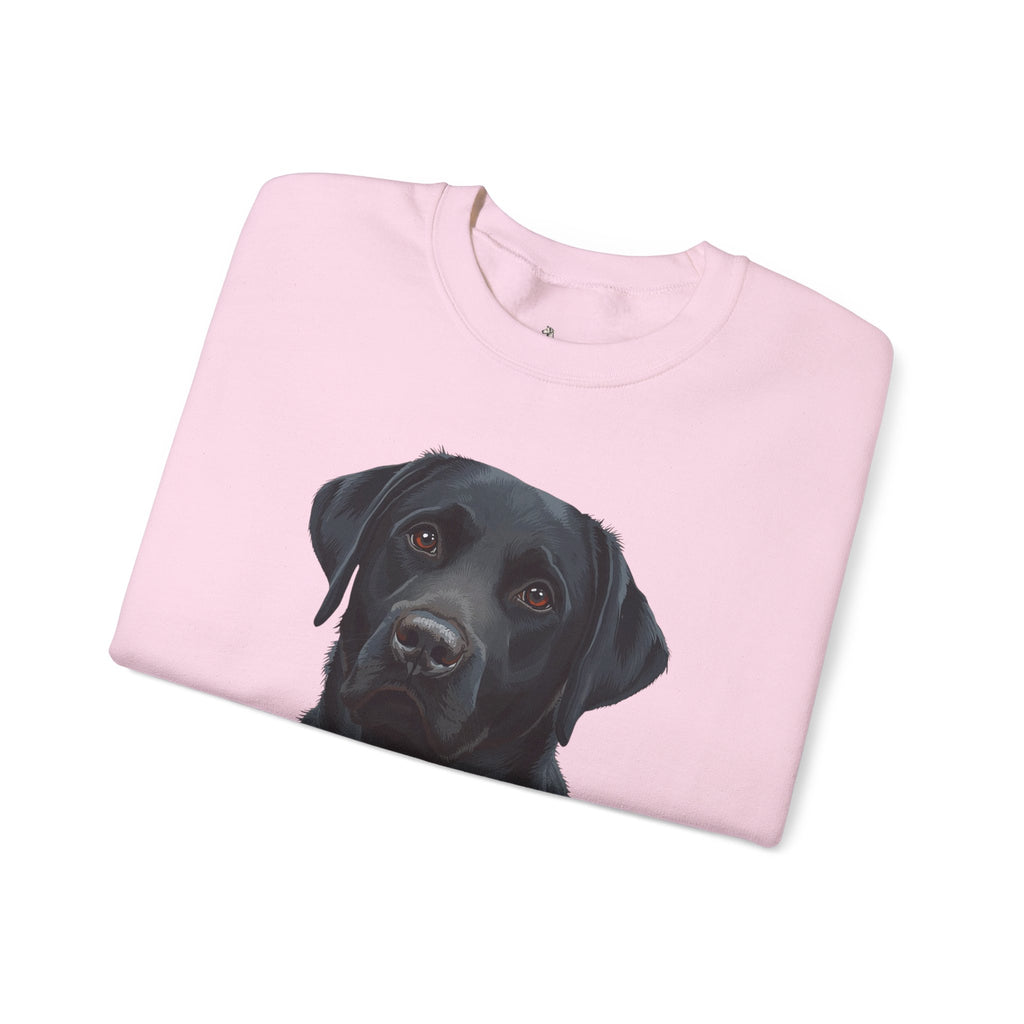 Black Labrador Portrait Crewneck Sweatshirt — Realistic Dog Print for Dog Lovers